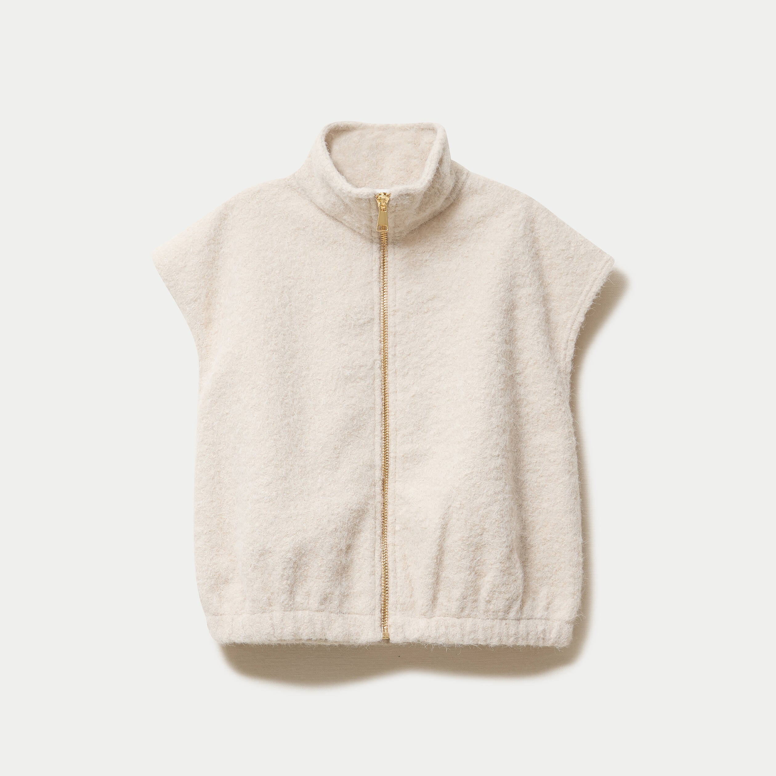 Gilet sans manches col montant beige femme