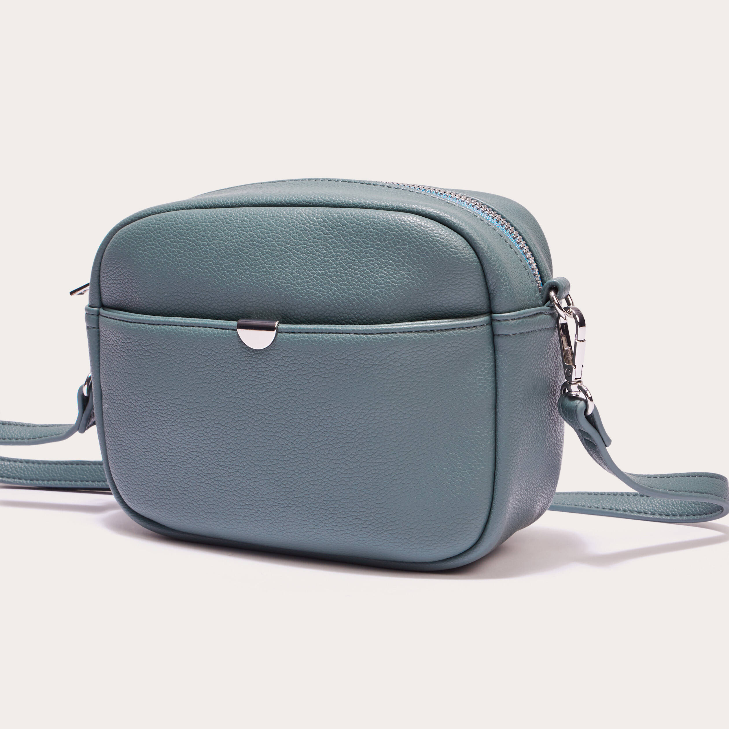 Sac à Main Bandoulière Vert Kaki En Similicuir - Taille Moyenne, Détails Matelassés Et Dorés