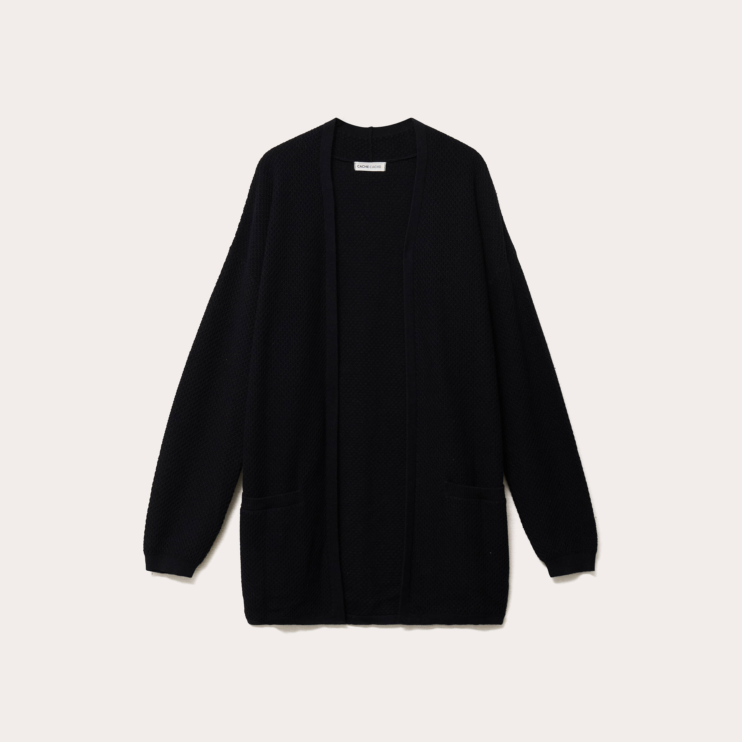 Gilet &agrave; pans manches longues avec poches noir femme