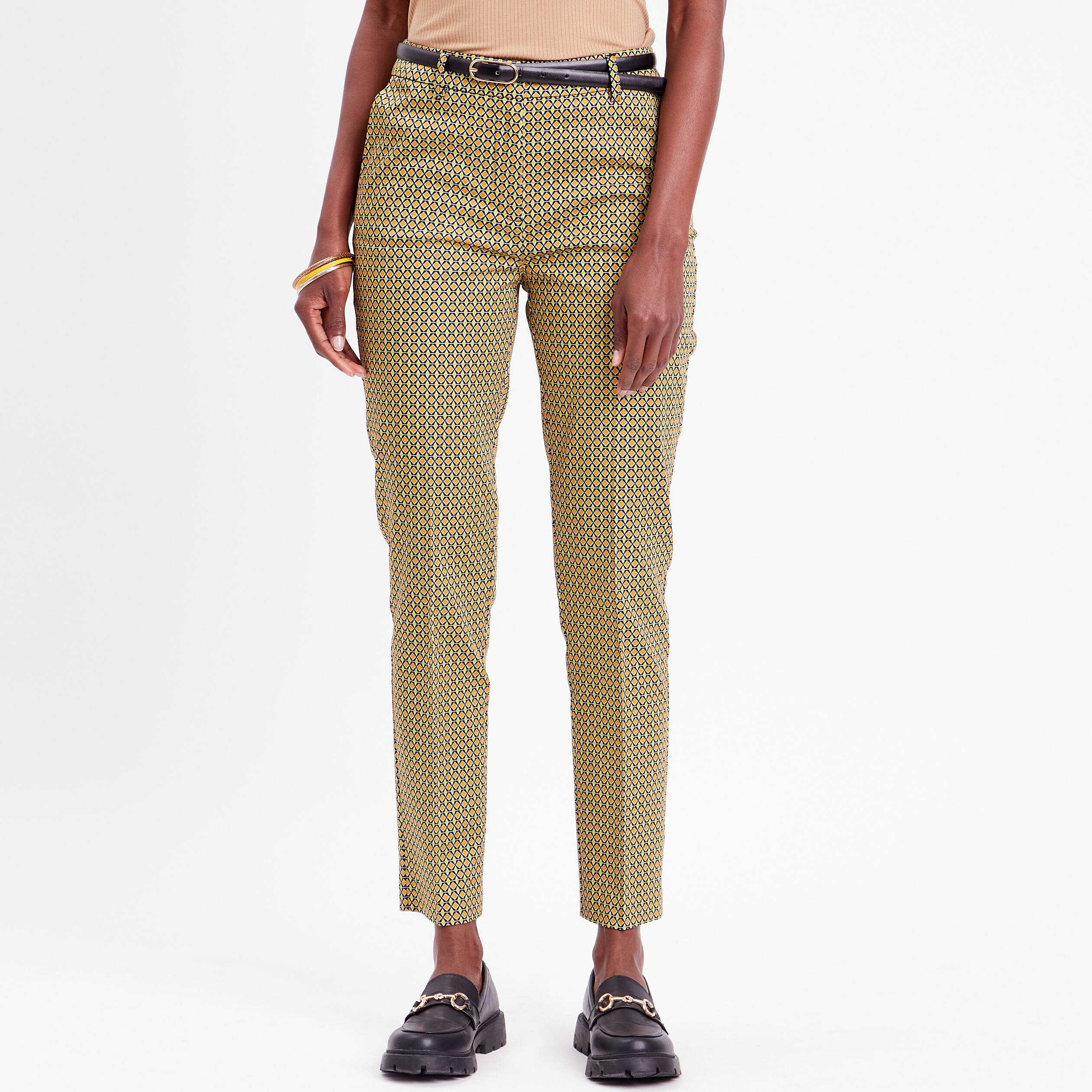 Pantalon city slim ceintur&eacute; blanc femme