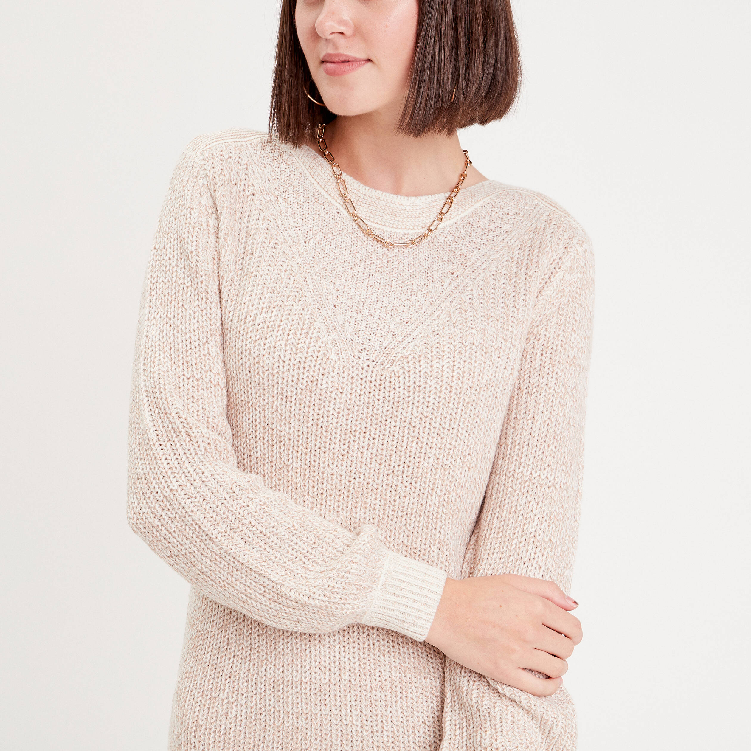 robe pull droite col rond ivoire femme Robe pull droite col rond ivoire femme
