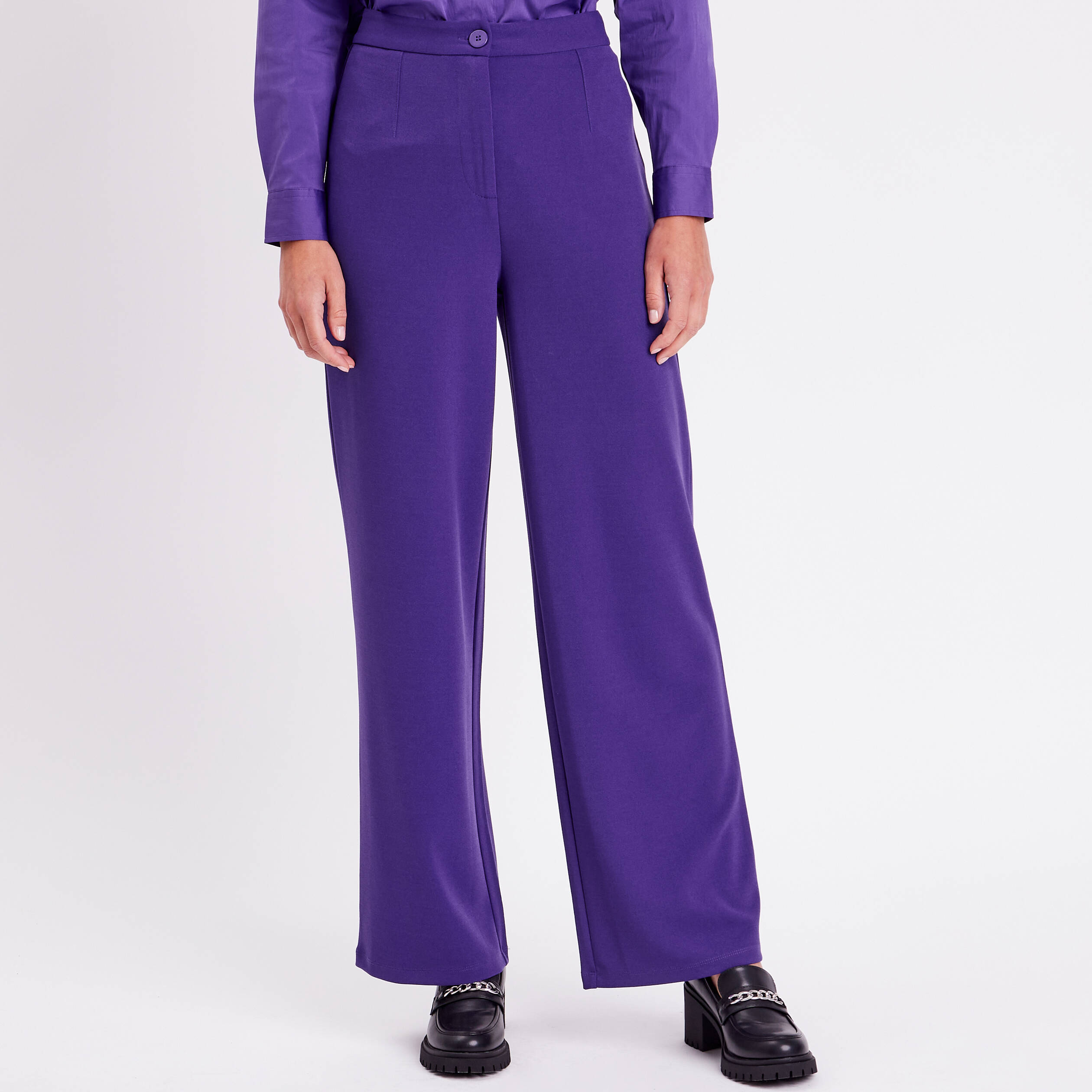 Pantalon large violet femme