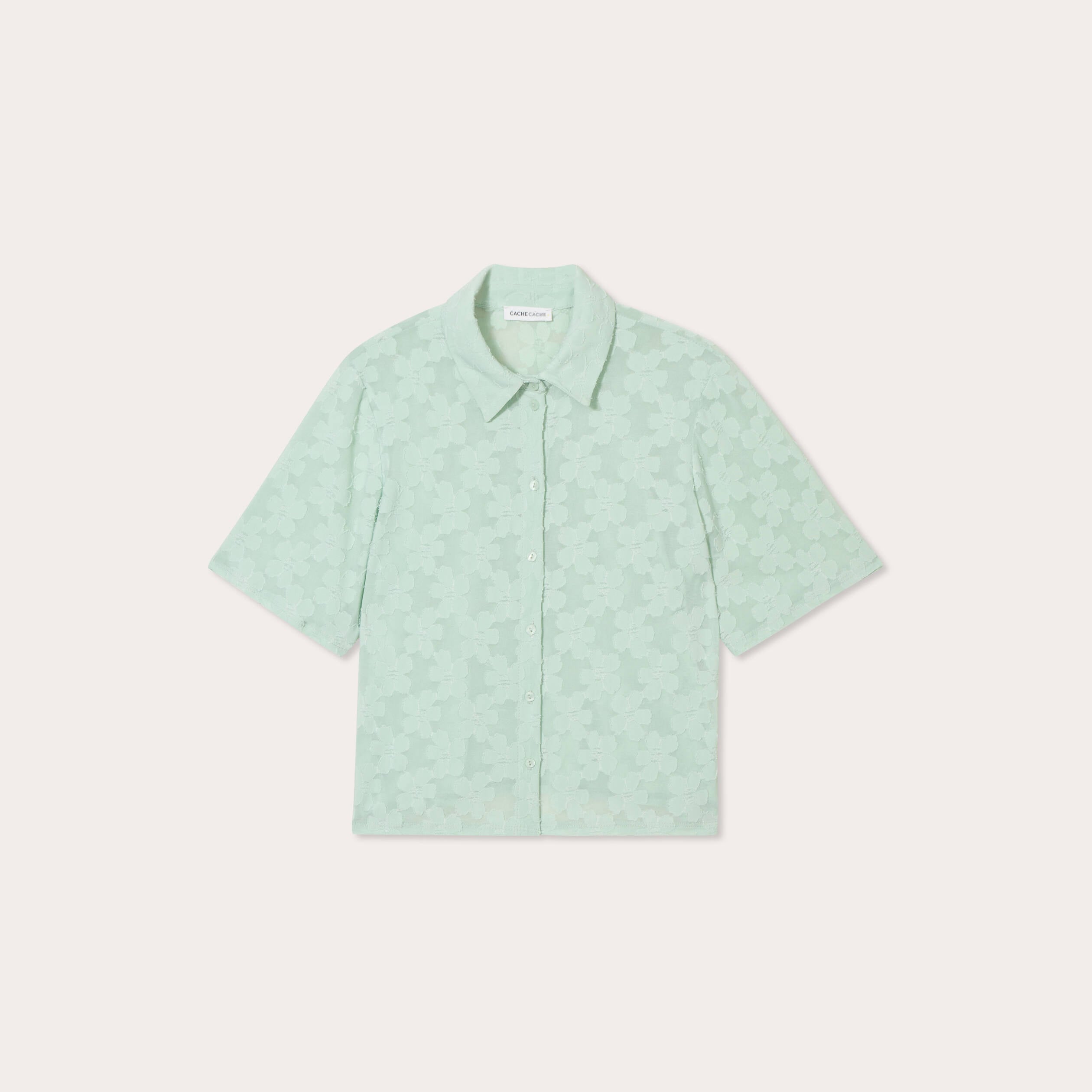 Chemise manches courtes vert clair femme