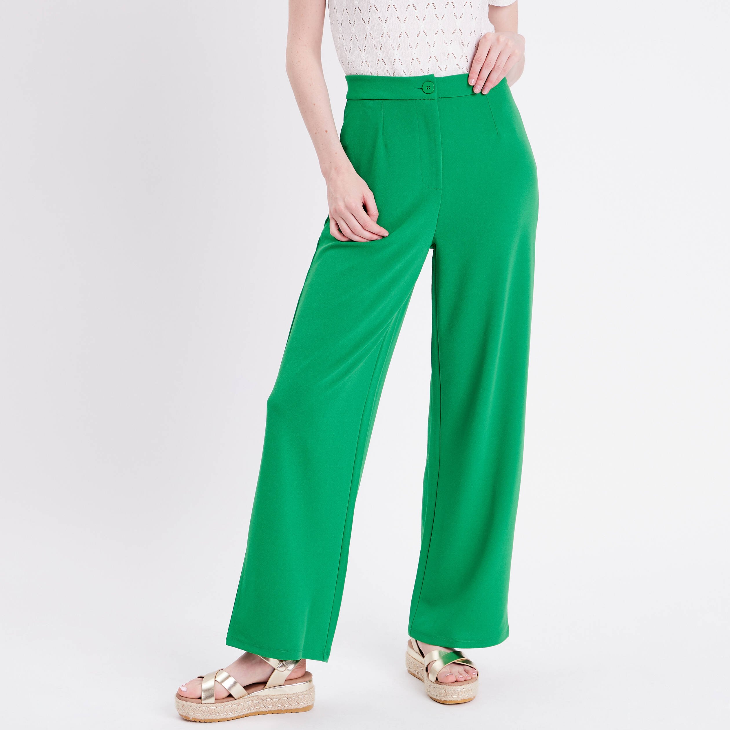 pantalon large vert femme Pantalon large vert femme