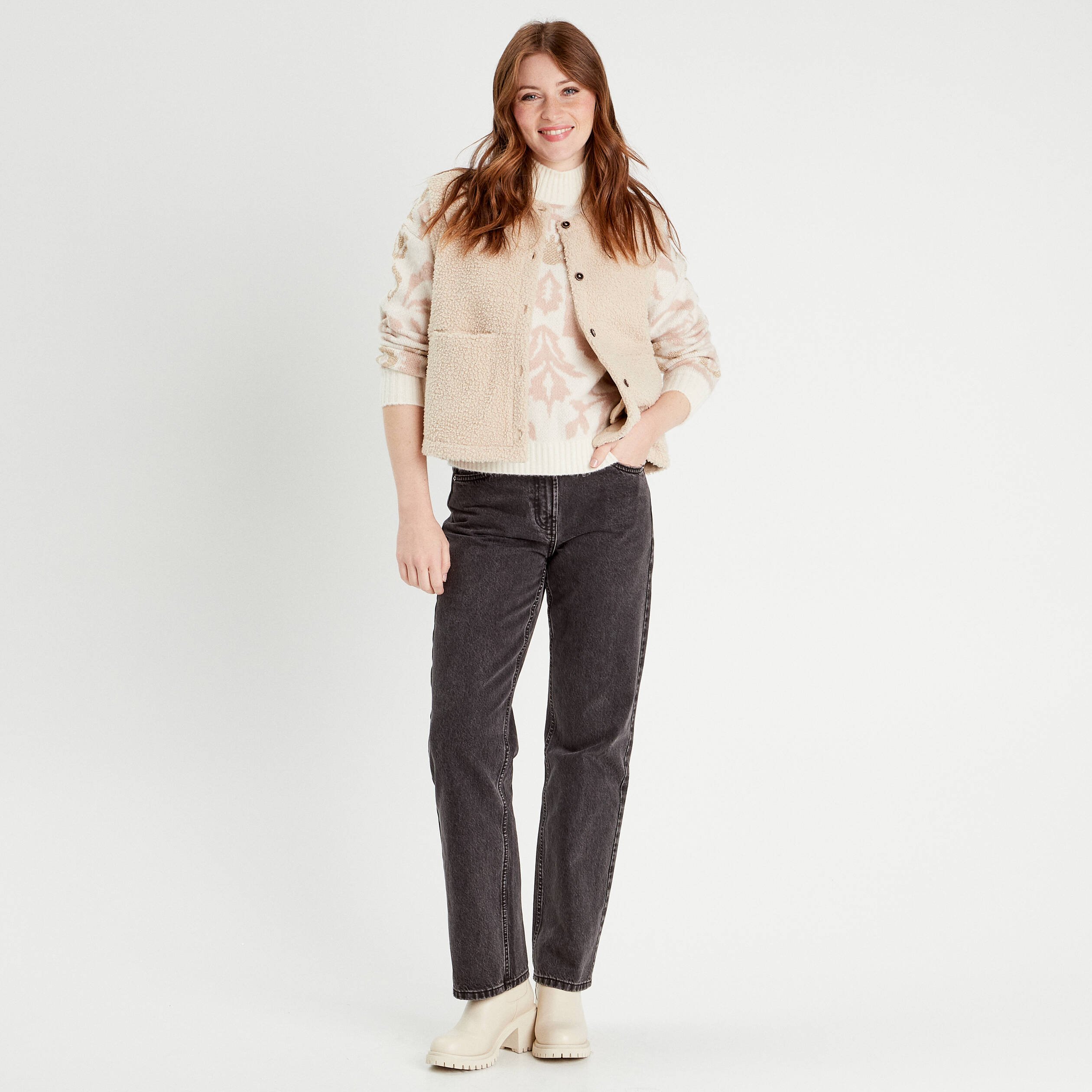 pull col montant ecru femme Pull col montant ecru femme