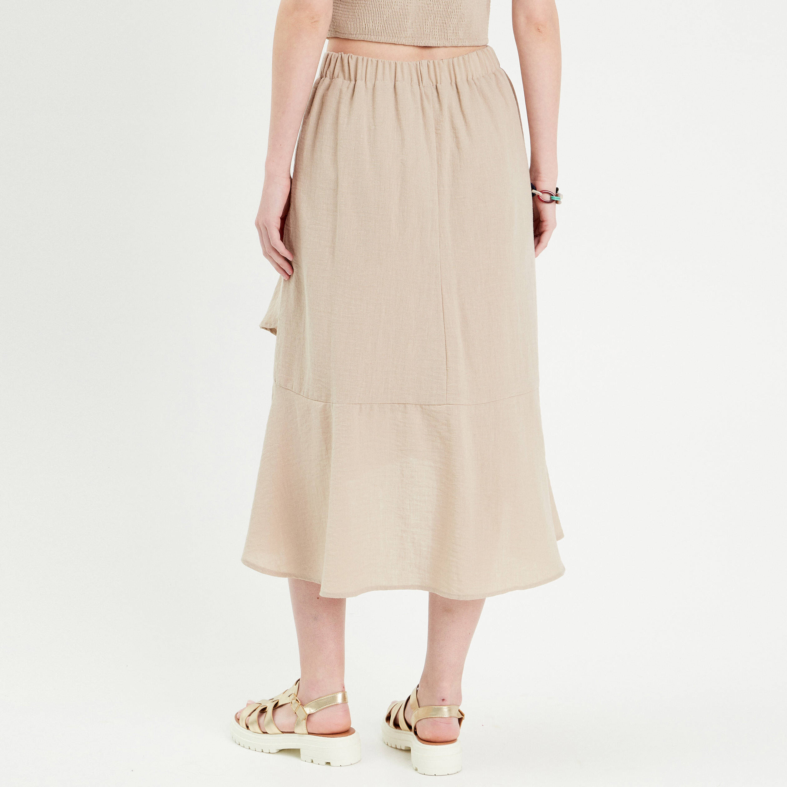 Jupe Longue Trapèze Pour Femme – Taille Haute élastique, Avec Poches, En Polyester Fluide (divers Motifs)