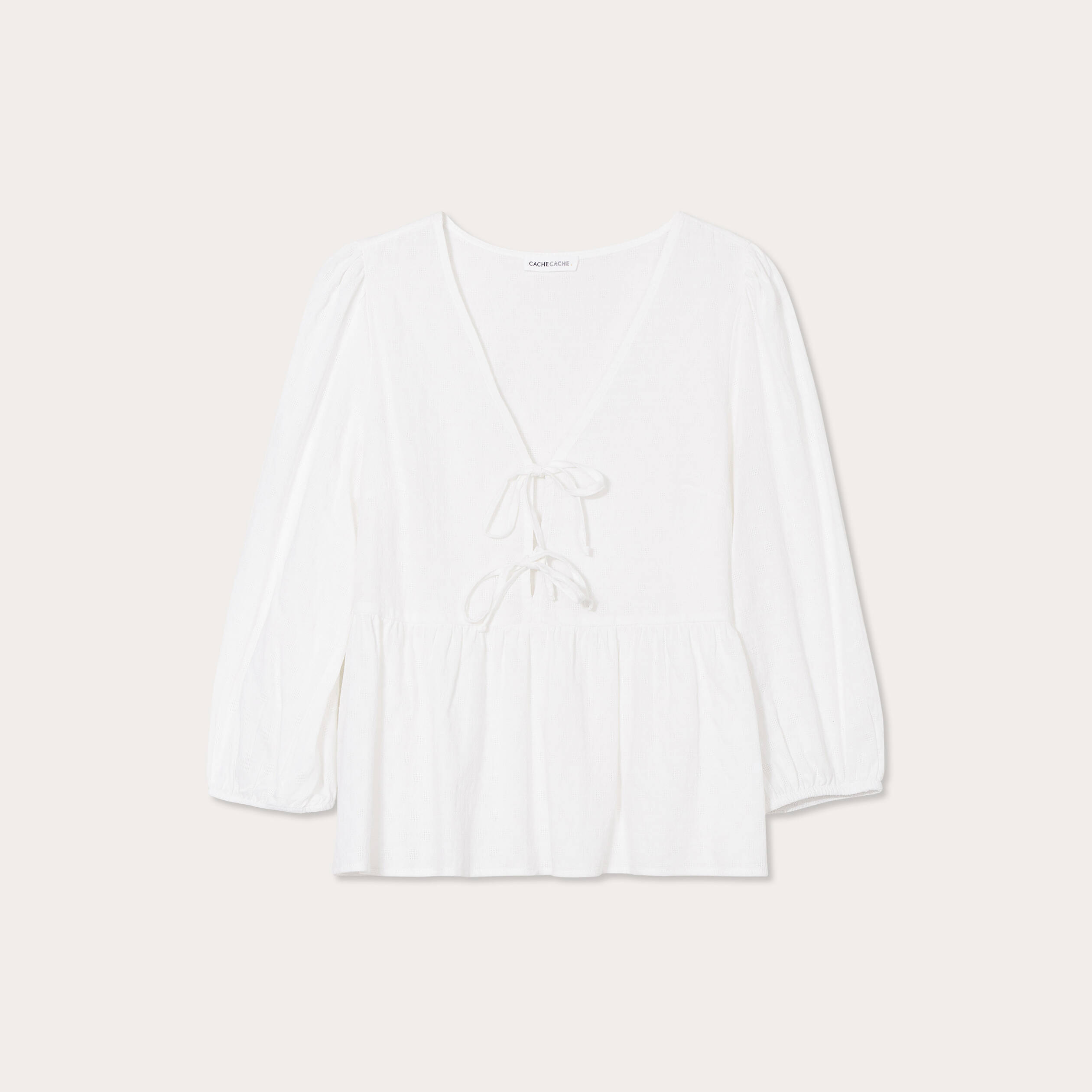 blouse avec noeuds ecru femme Blouse avec noeuds ecru femme