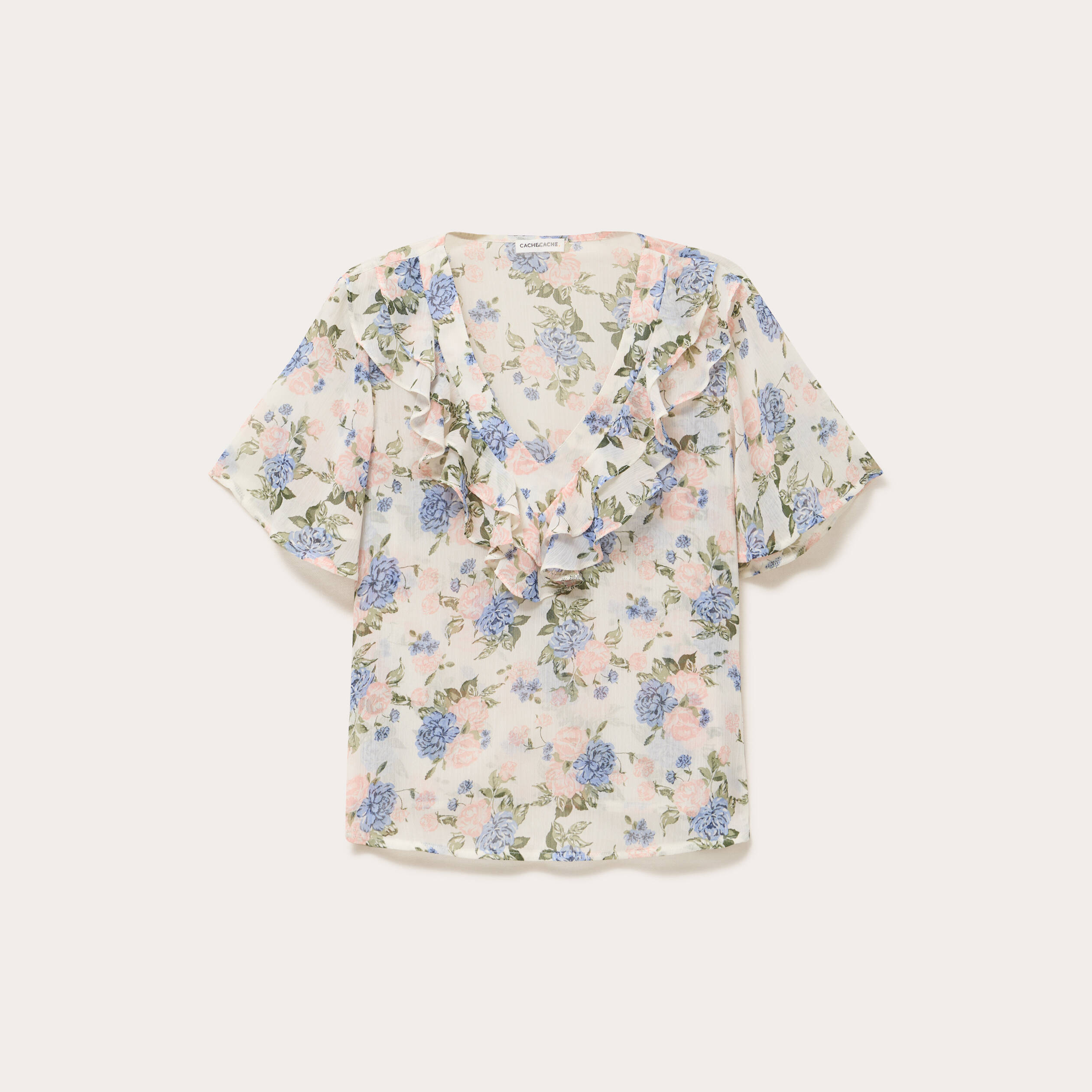 blouse droite courte col v blanc femme Blouse droite courte col V blanc femme