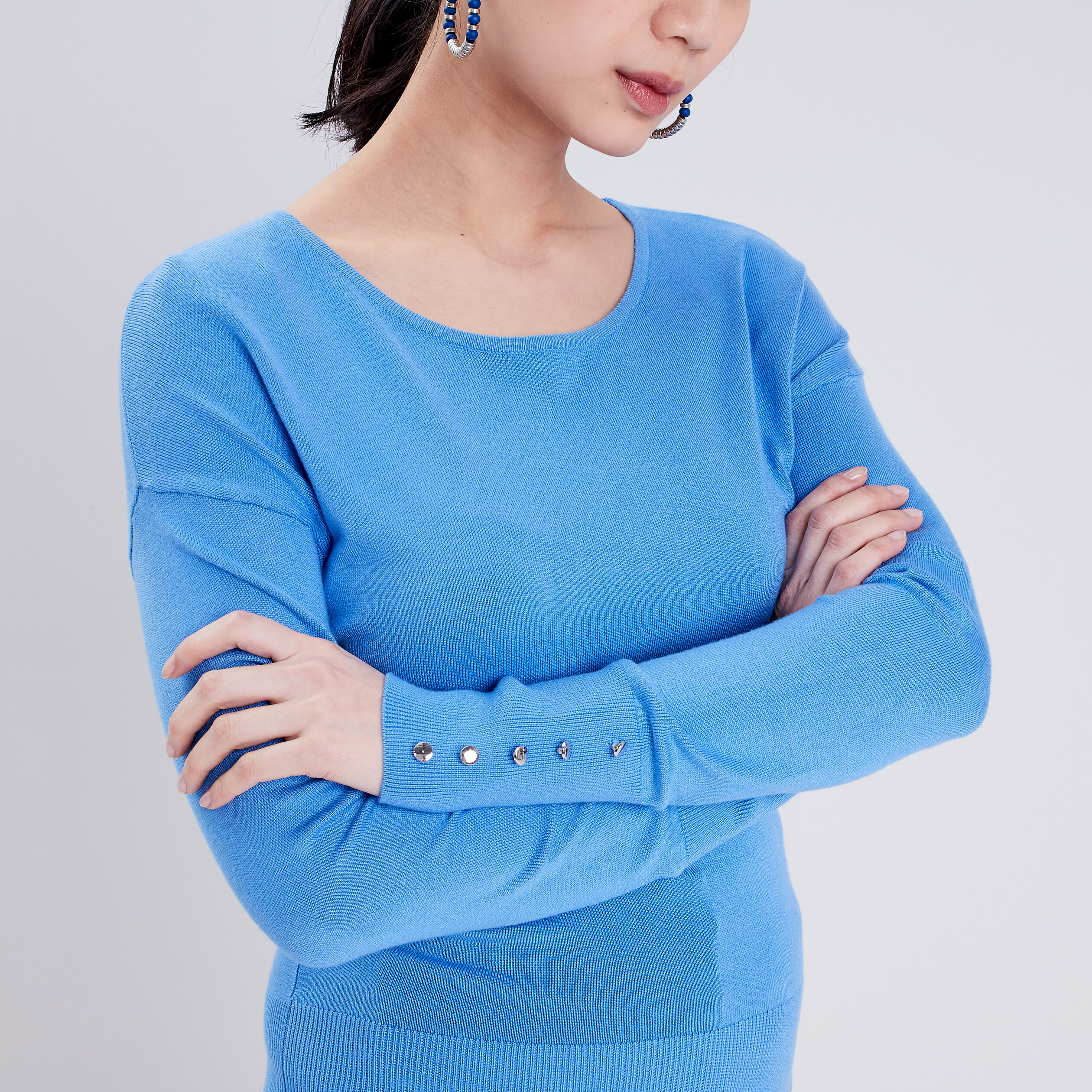 Pull avec dos ouvert bleu femme