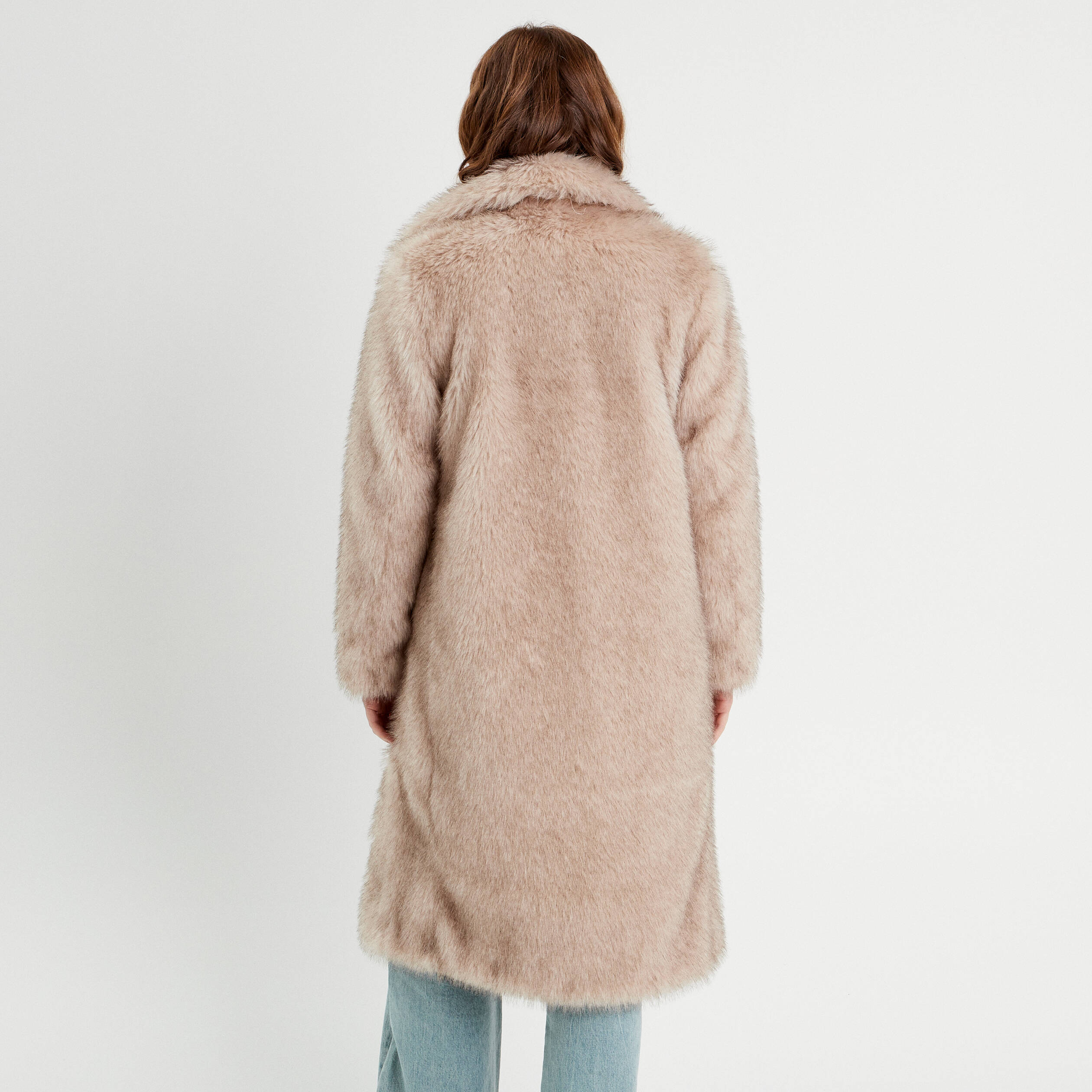 Manteau fausse fourrure sable femme