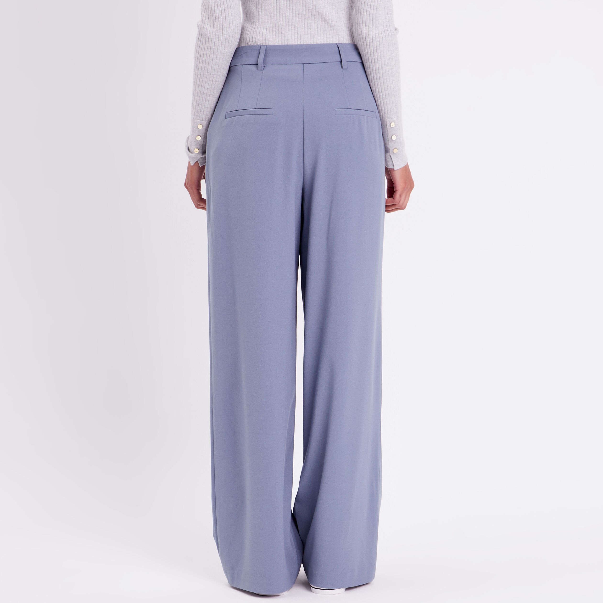 pantalon city droit pinces bleu gris femme Pantalon city droit pinces bleu gris femme