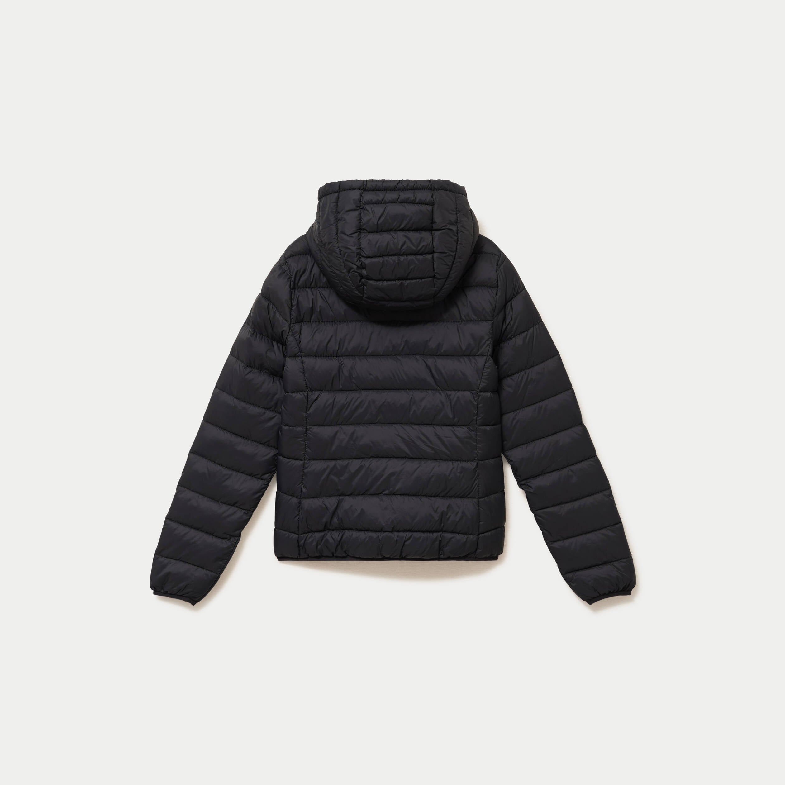 Doudoune cintr&eacute;e &agrave; capuche noir femme
