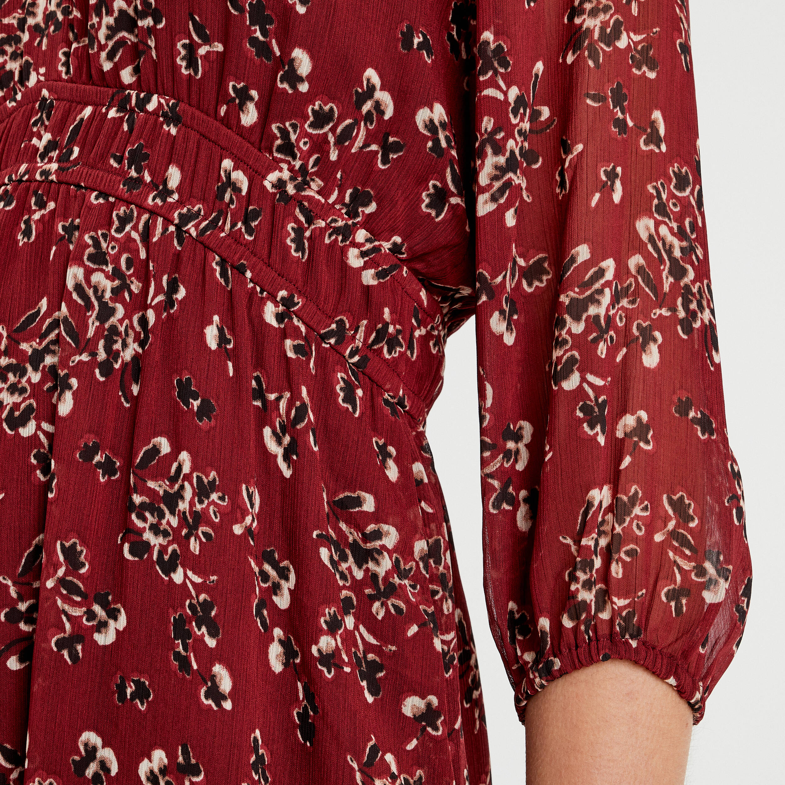 robe evasee manches 34 bordeaux femme Robe évasée manches 3/4 bordeaux femme