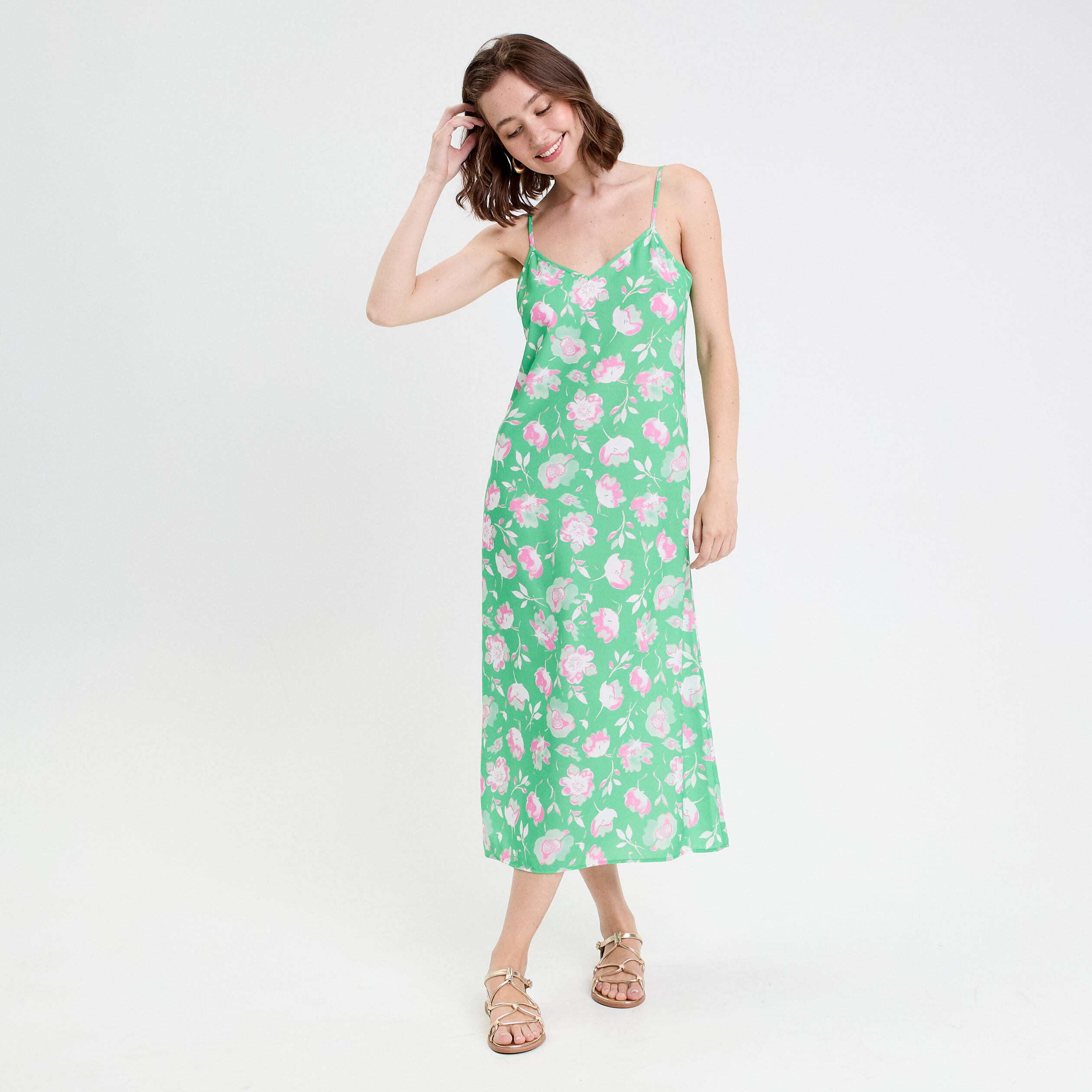 robe evasee 34 col benitier vert fluo femme Robe évasée 3/4 col bénitier vert fluo femme