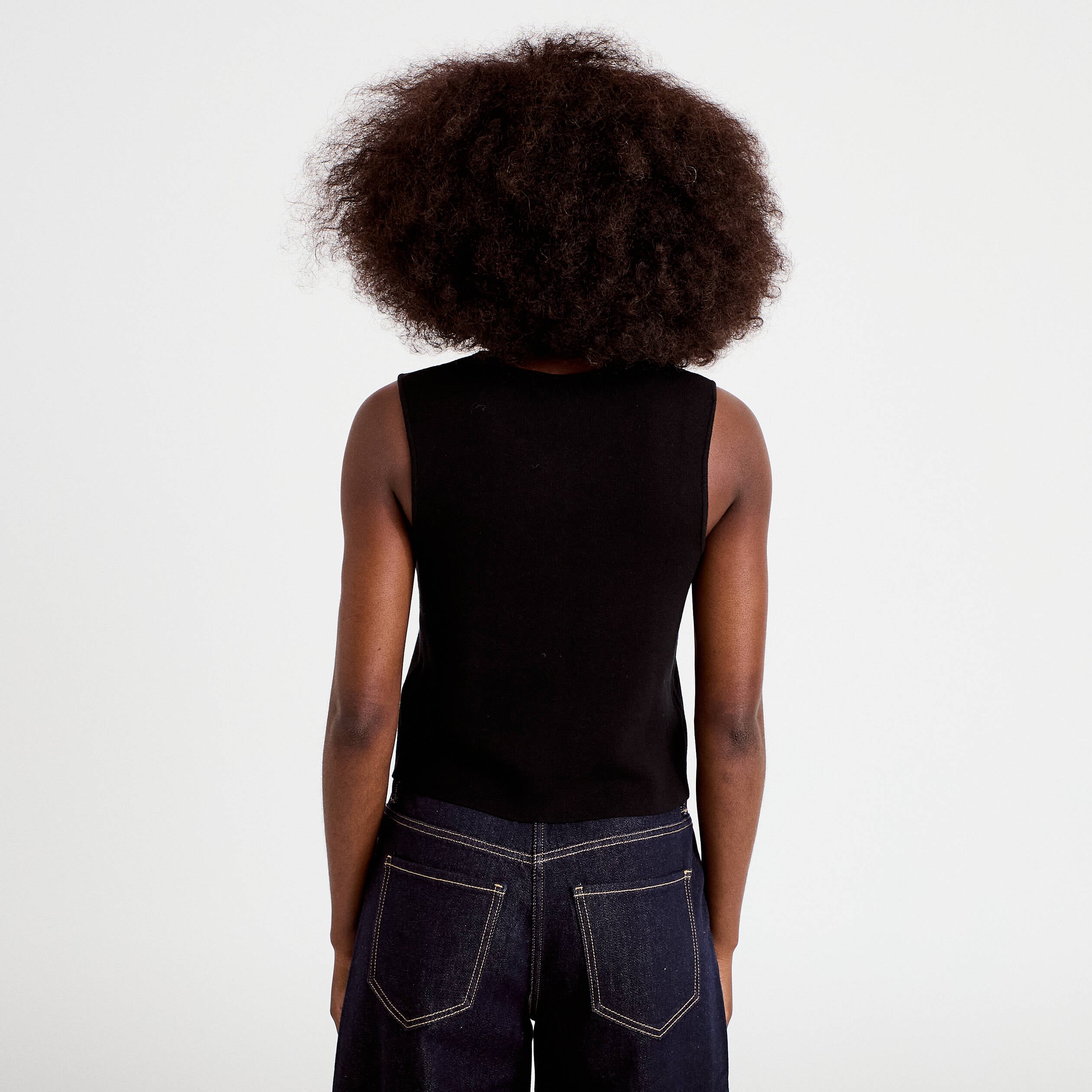 Gilet sans manches cropped noir femme