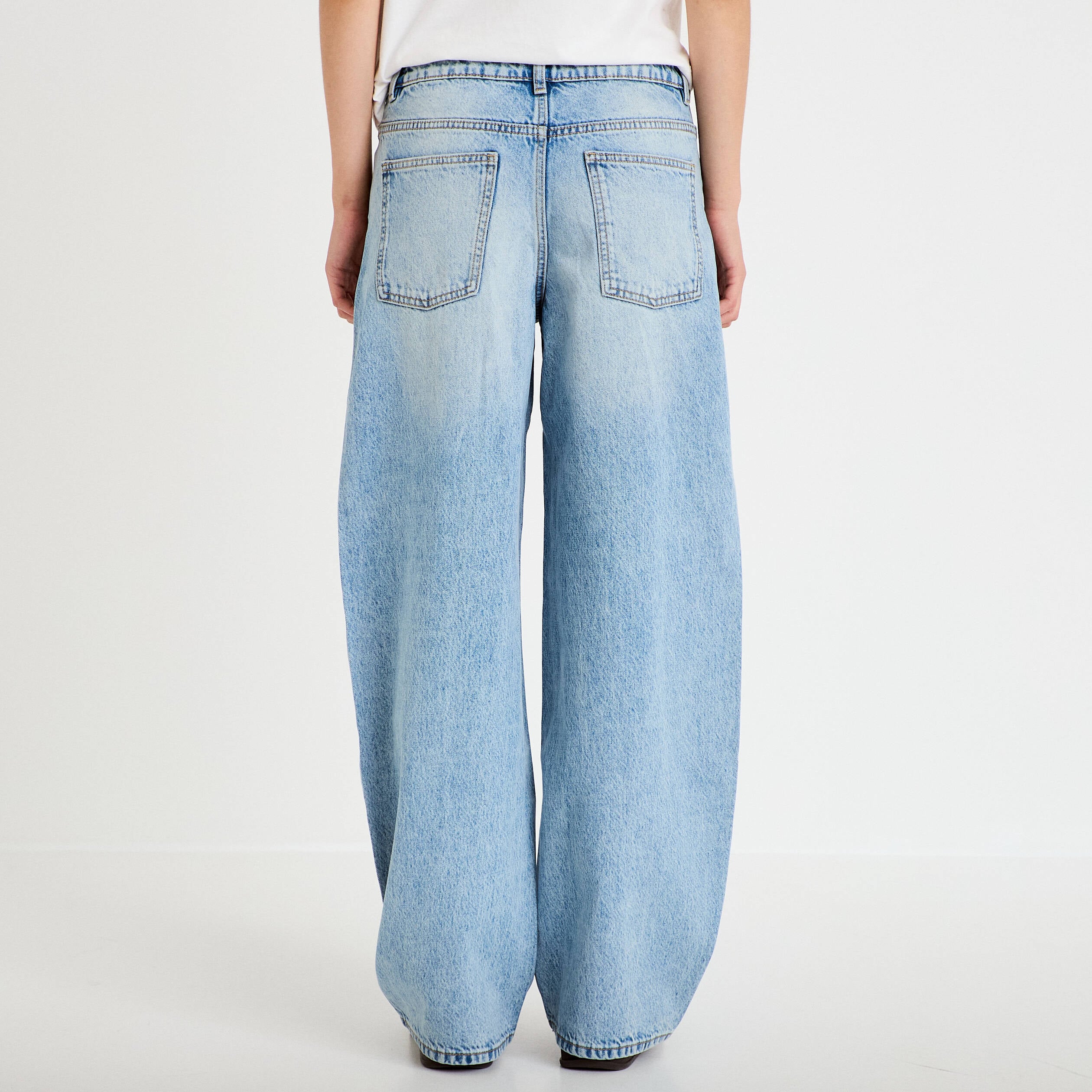 Jean barrel taille haute denim triple stone femme