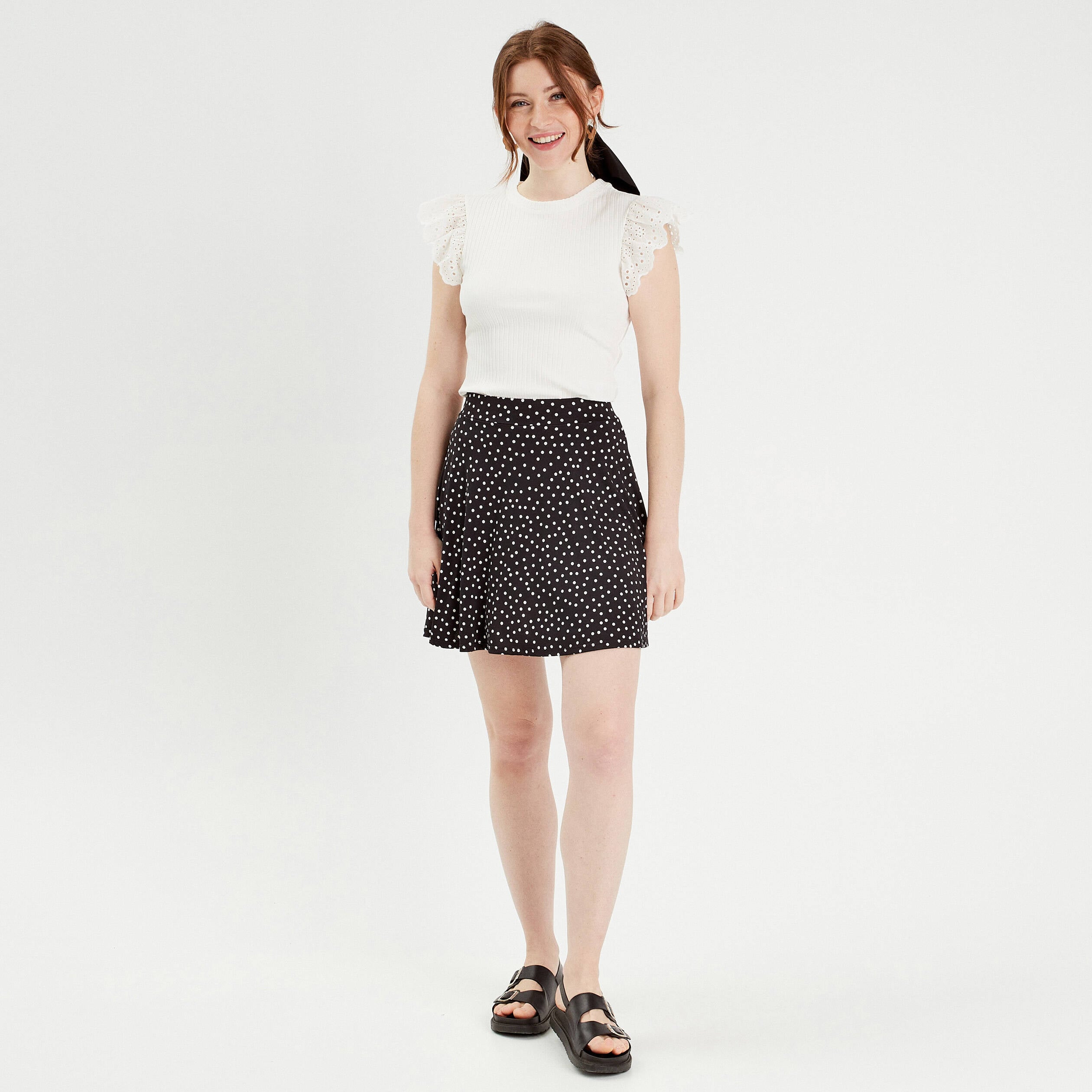 T-shirt manches courtes c&ocirc;tel&eacute; ecru femme