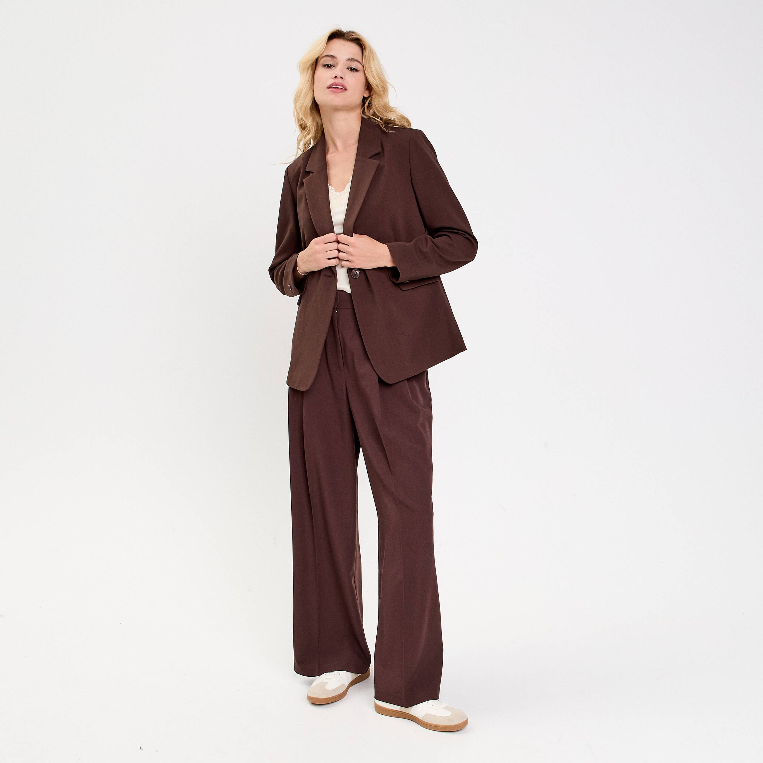 Veste esprit blazer marron fonc&eacute; femme