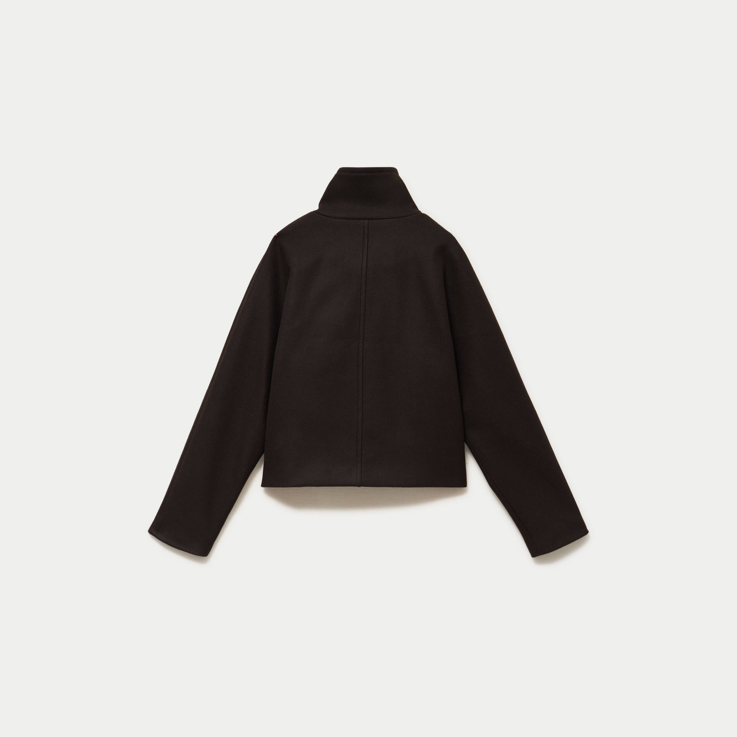 Veste chin&eacute;e col montant manches longues marron fonc&eacute; femme