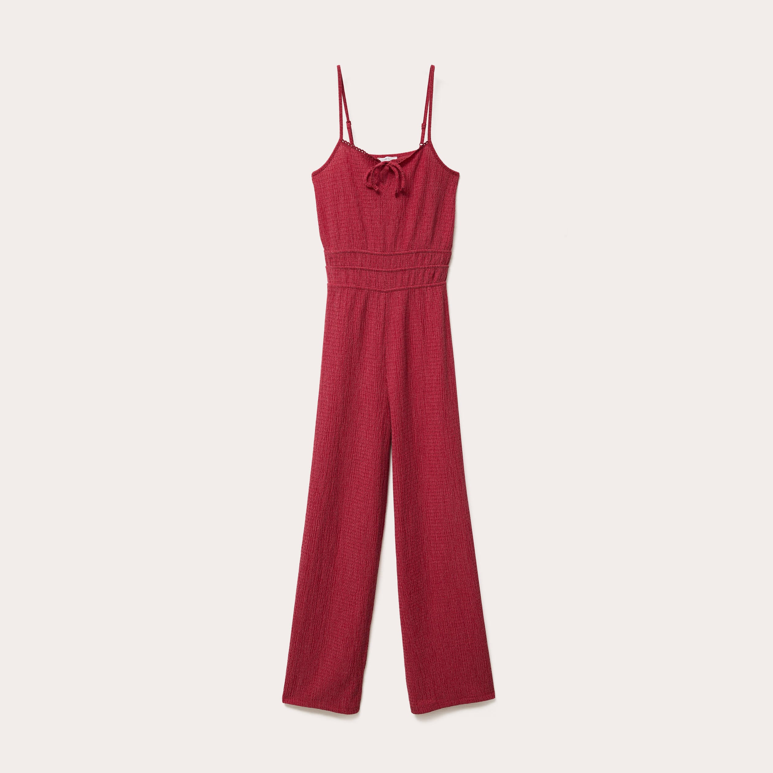 Combinaison large longue stretch rouge fonc&eacute; femme