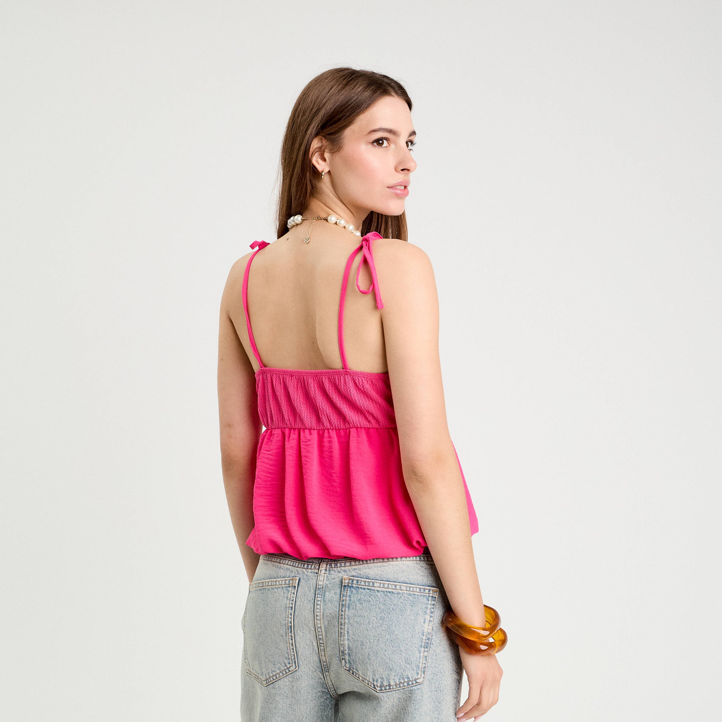 blouse bretelles fines rose vif femme Blouse bretelles fines rose vif femme