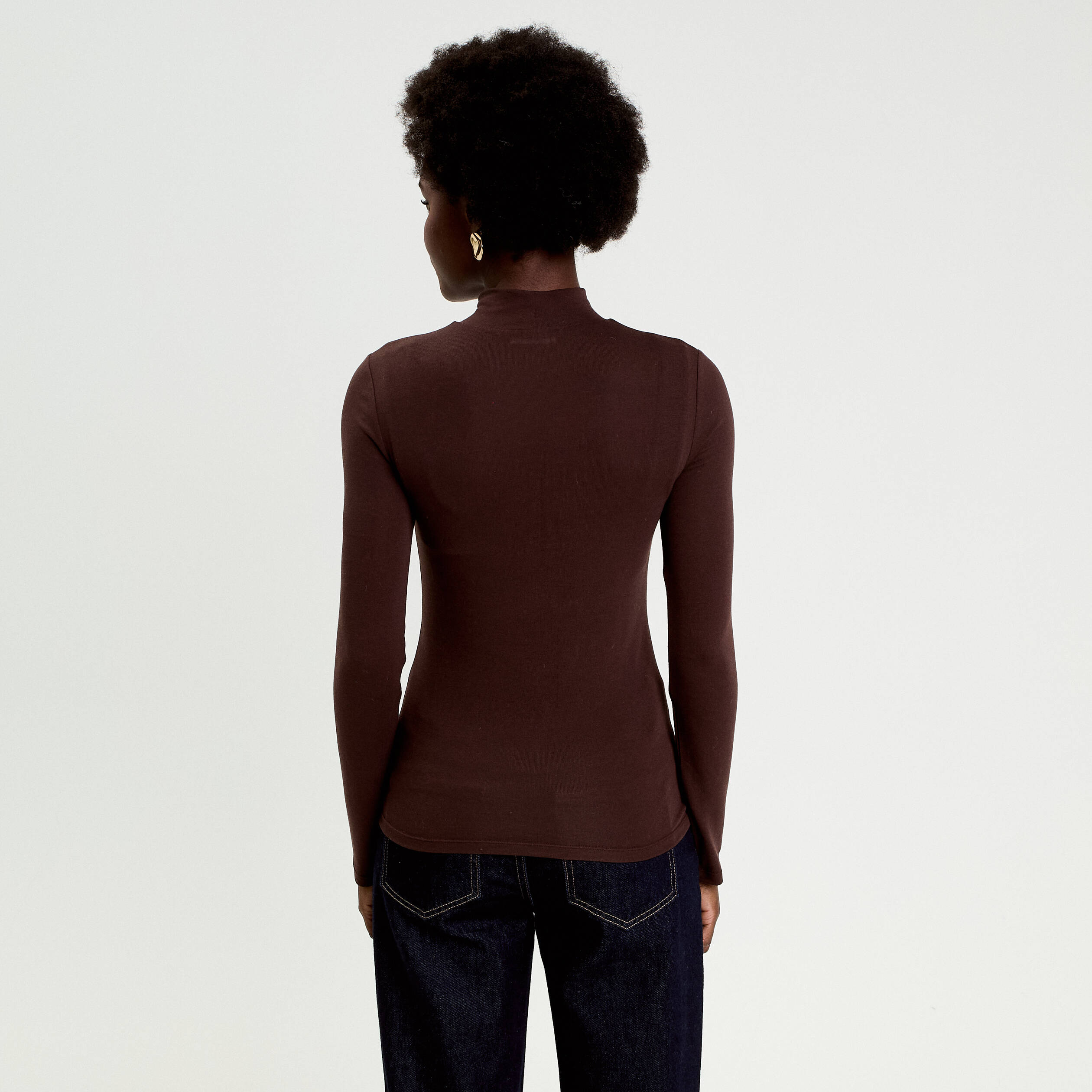 Tunique à Manches 3/4 En Tricot Doux Luxueux - Rayures Marron Et Noir - Taille 22