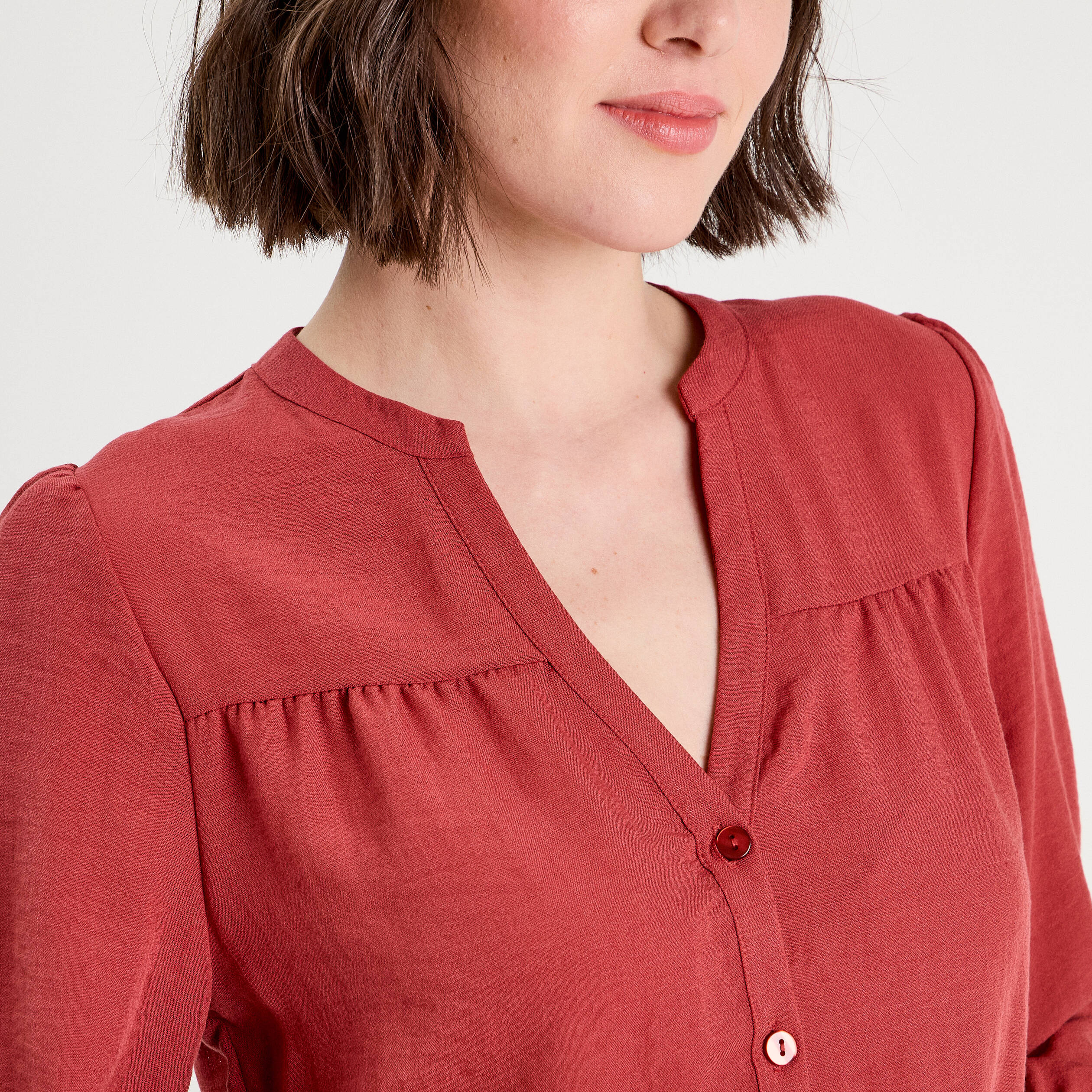 Blouse manches 3/4 vieux rose femme