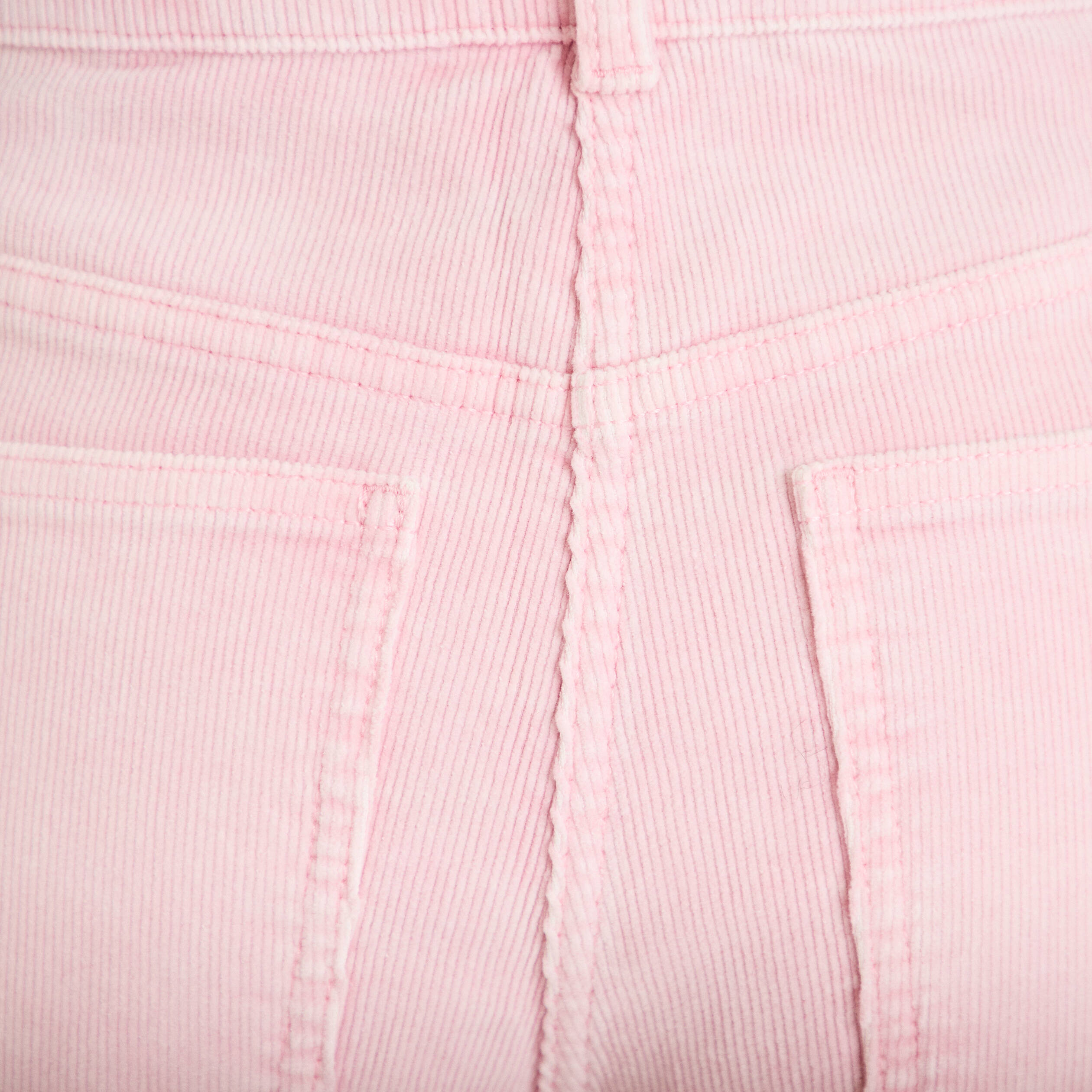 Pantalon droit en velours rose clair femme