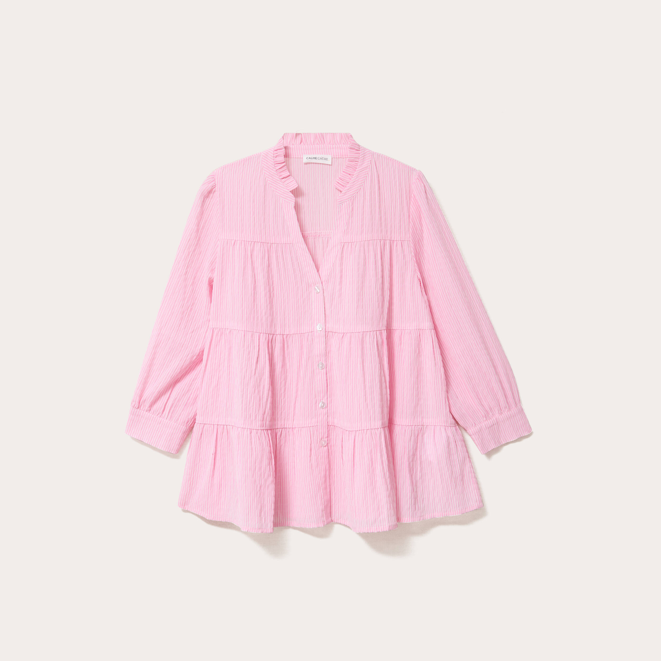 Blouse manches 3/4 rose clair femme
