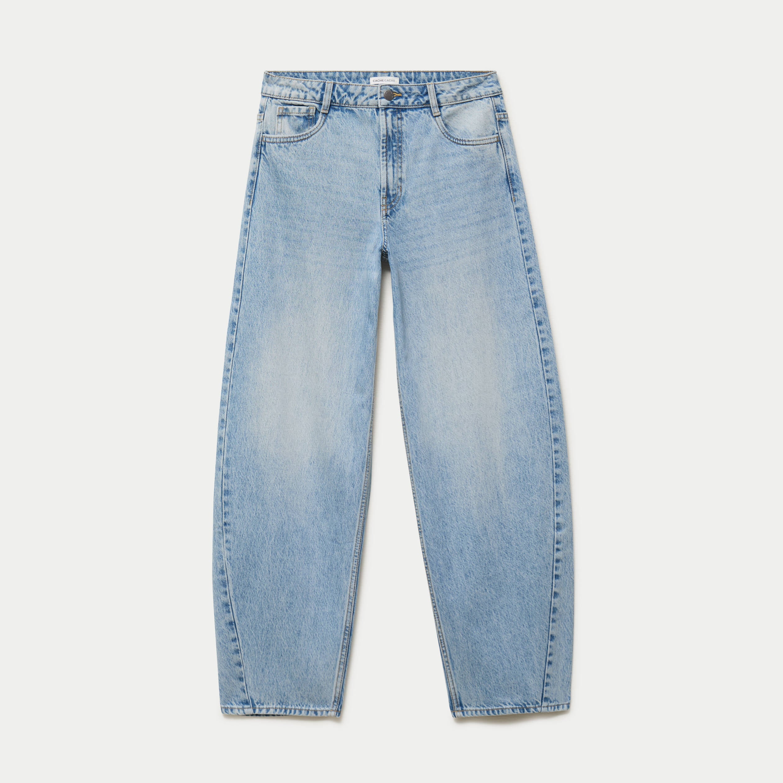 Jean barrel taille haute denim triple stone femme