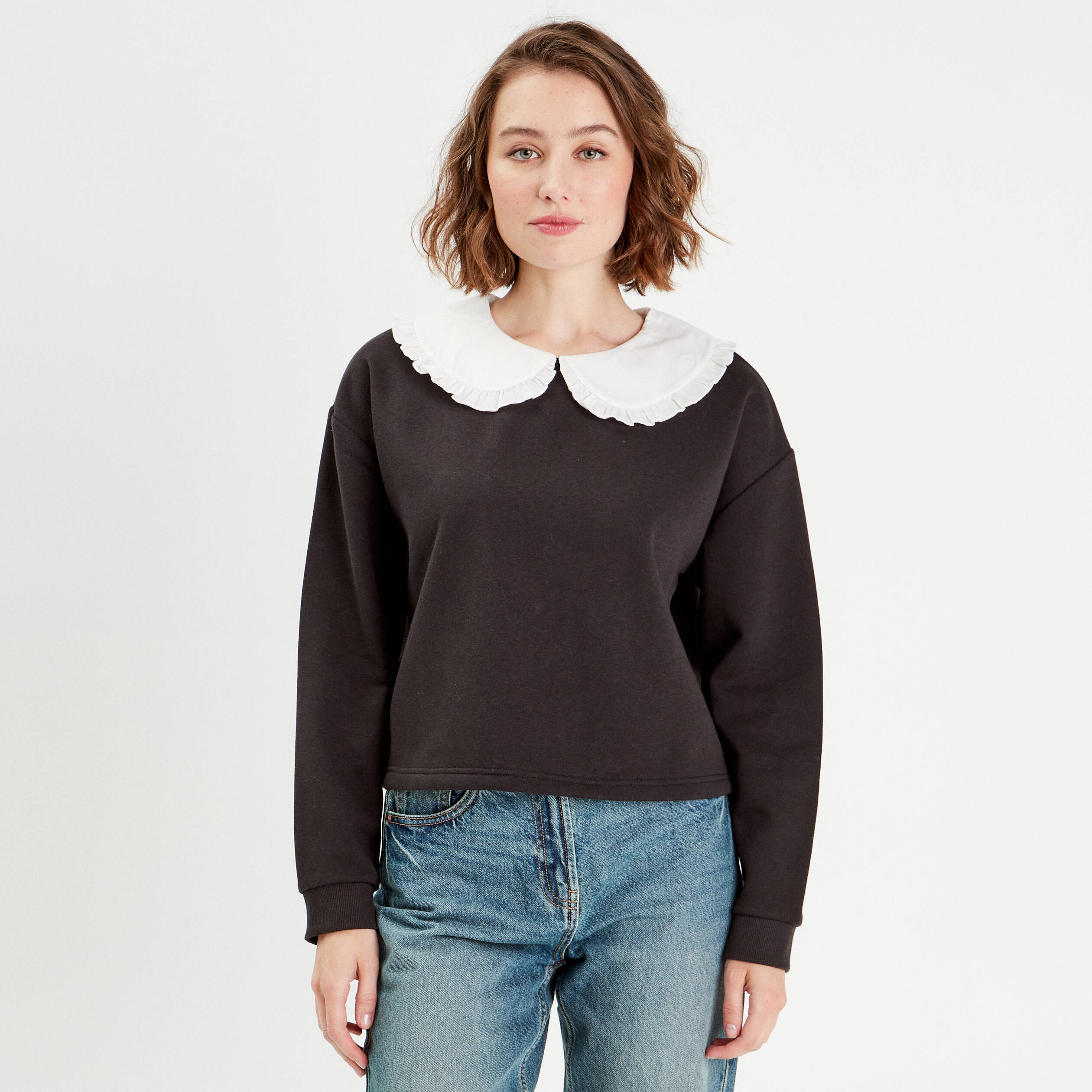 sweat col claudine noir femme Sweat col claudine noir femme