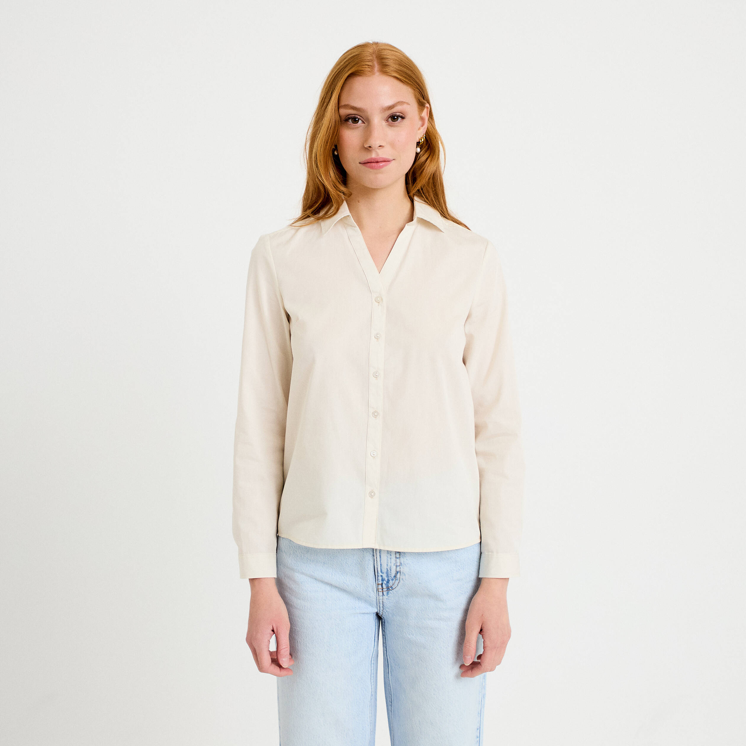Chemise col classique ecru femme