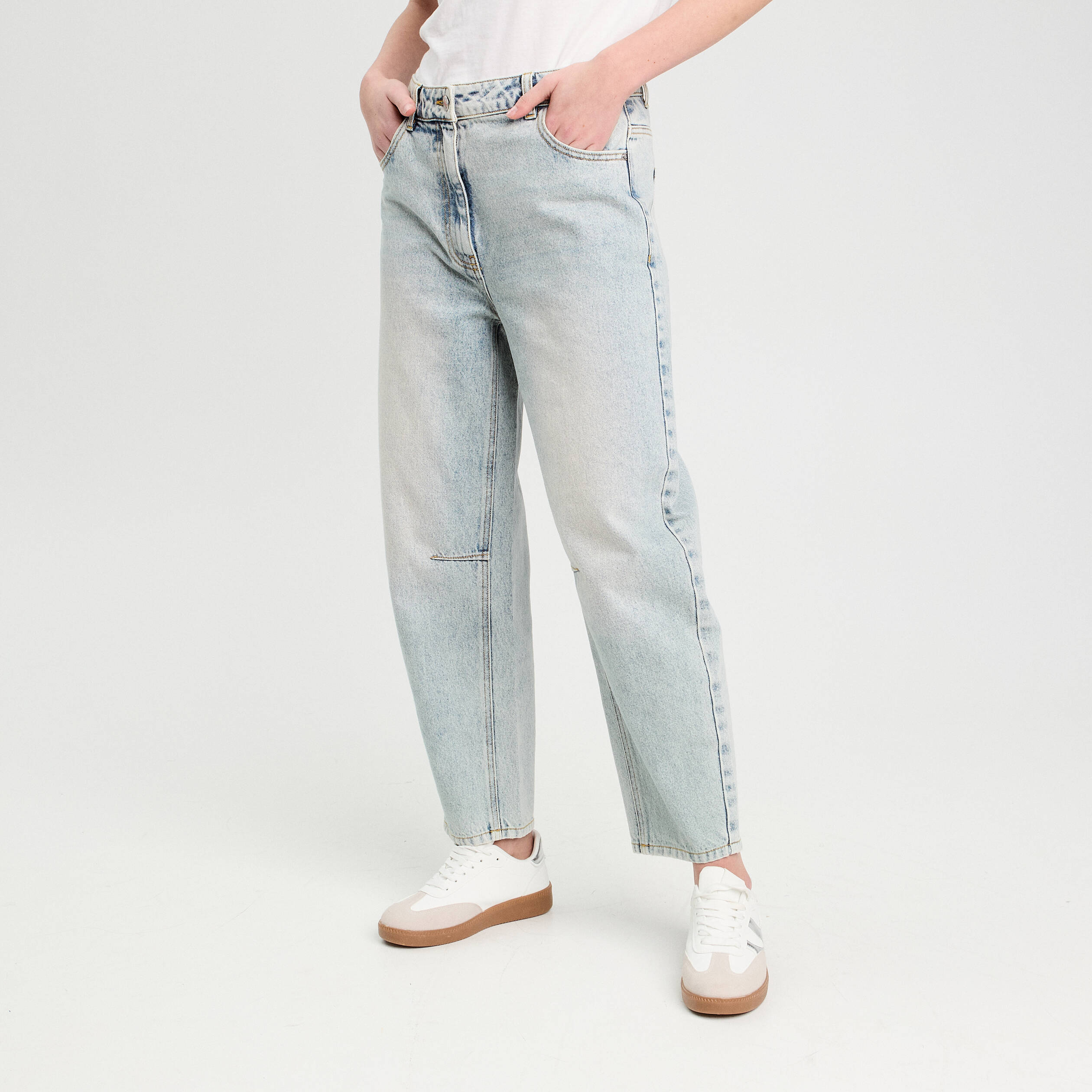 Jeans balloon denim bleach femme
