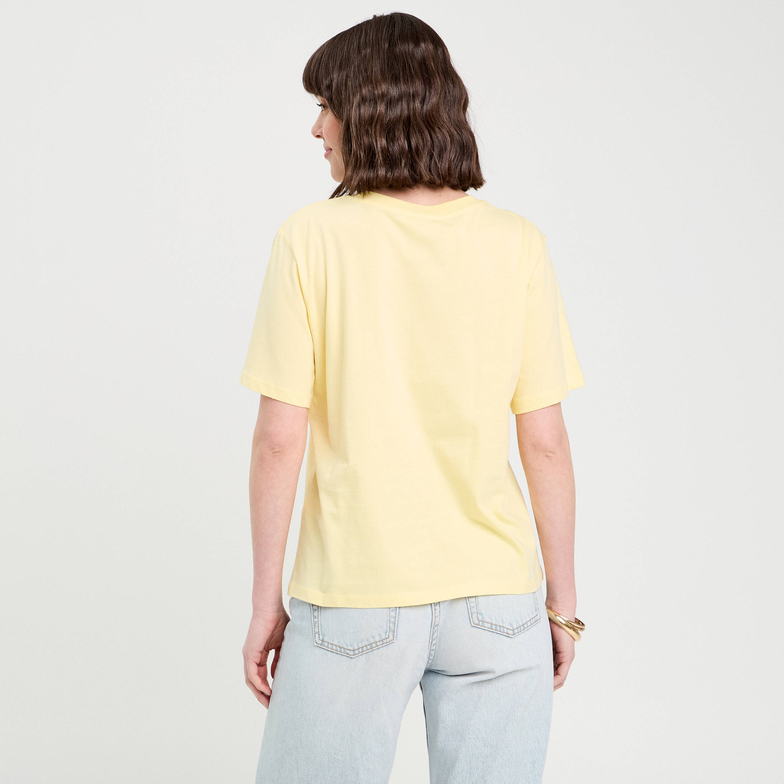 T-shirt manches courtes jaune clair femme