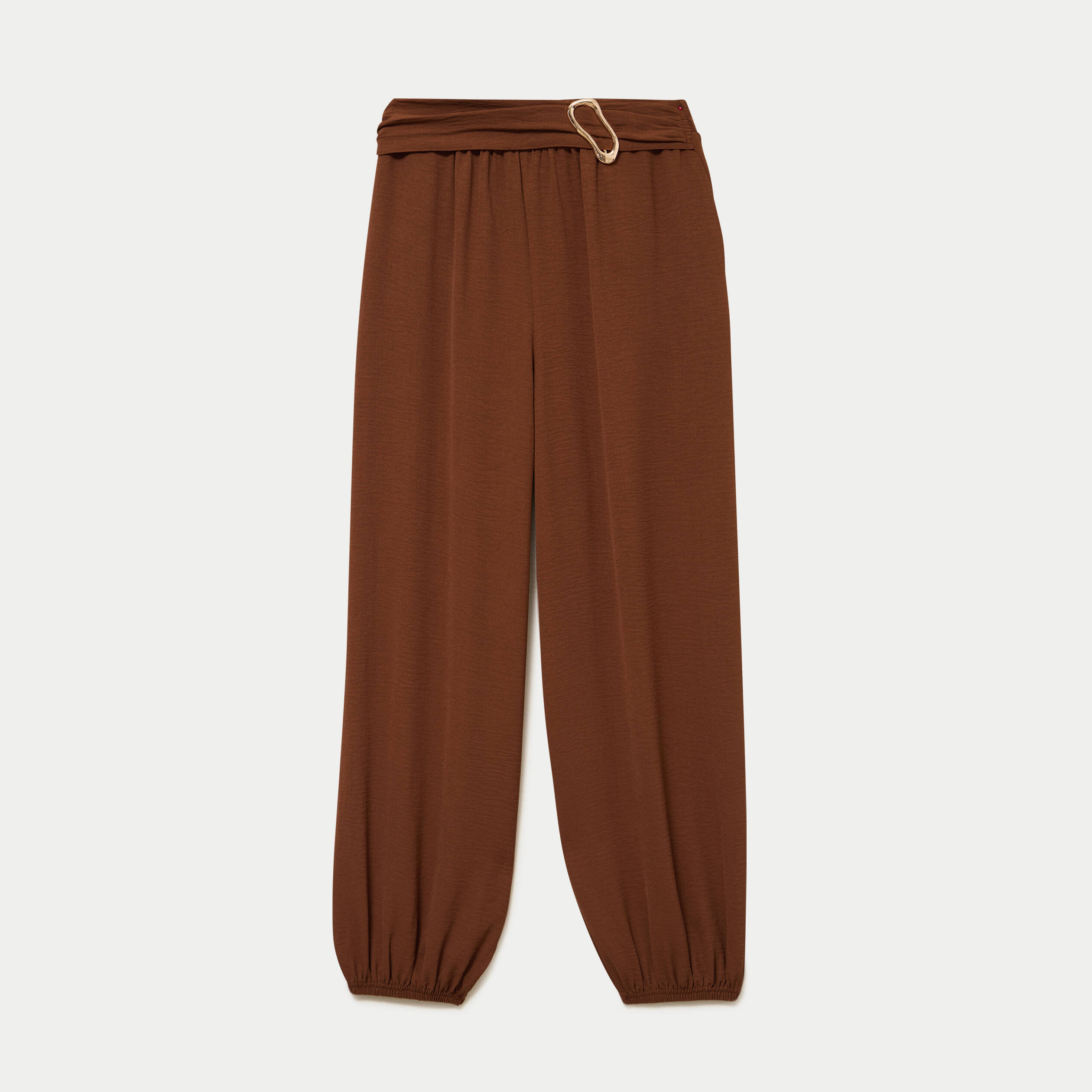 Pantalon bouffant taille standard marron femme