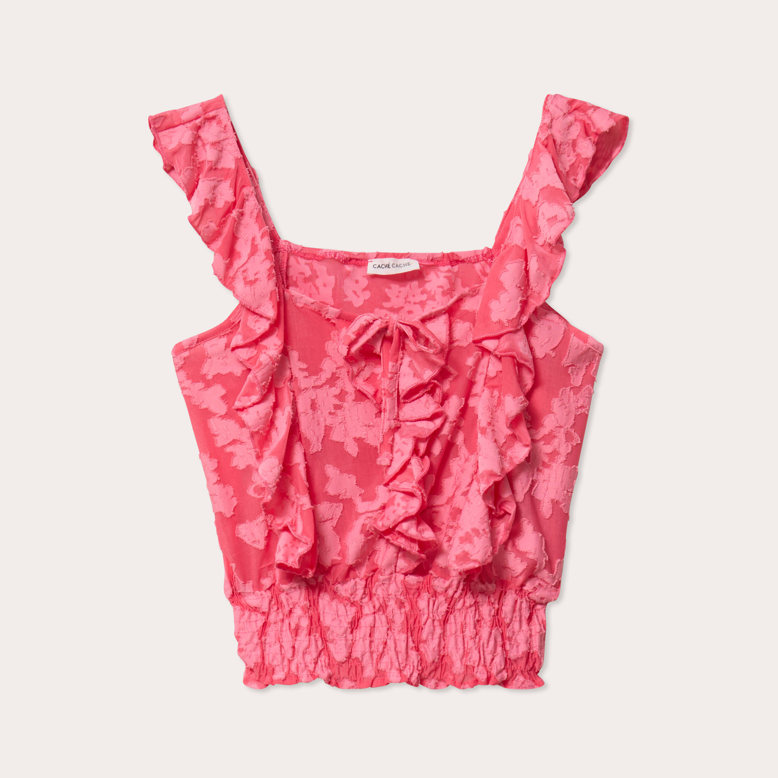 debardeur sans manches volants rose femme Débardeur sans manches volants rose femme