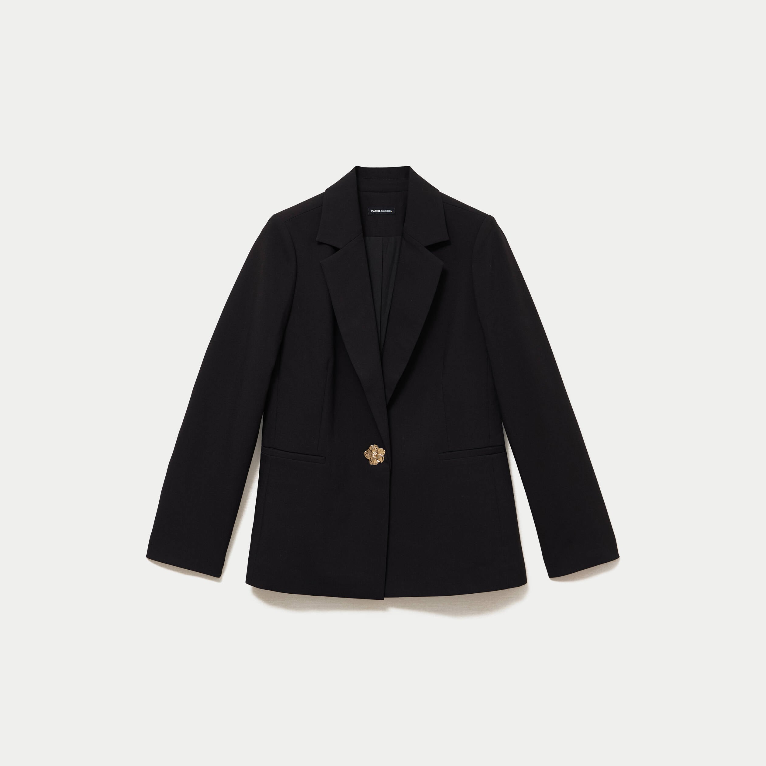Blazer droit manches longues noir femme
