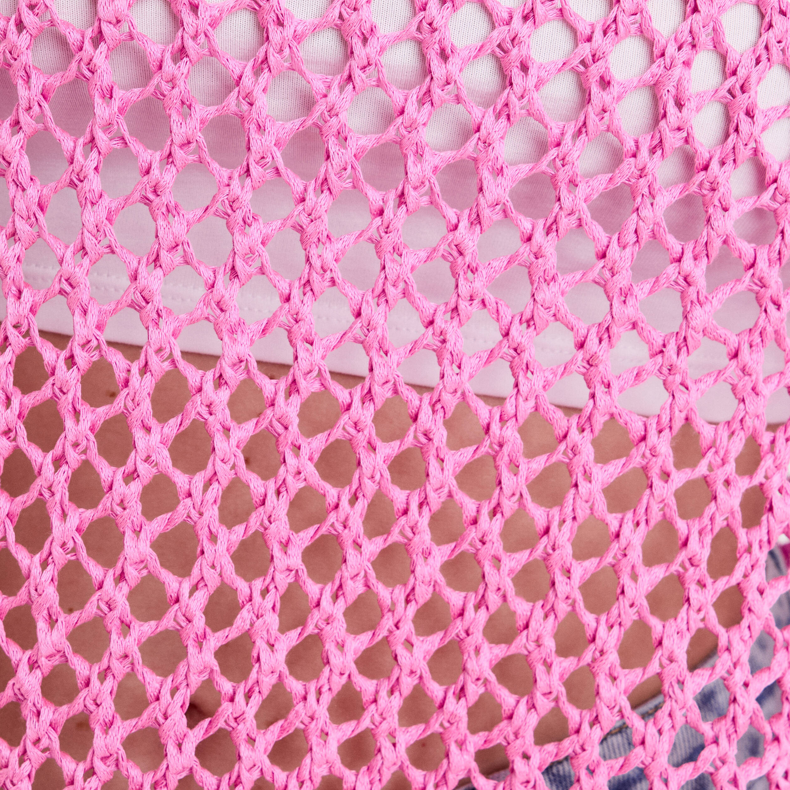 debardeur ajoure aspect dentelle rose femme Débardeur ajouré aspect dentelle rose femme
