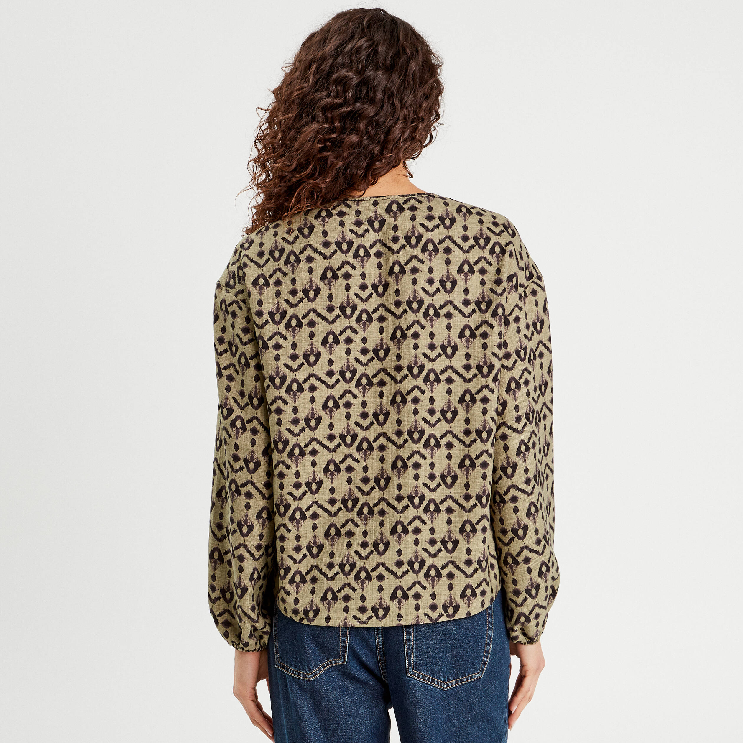Blouse manches longues vert femme