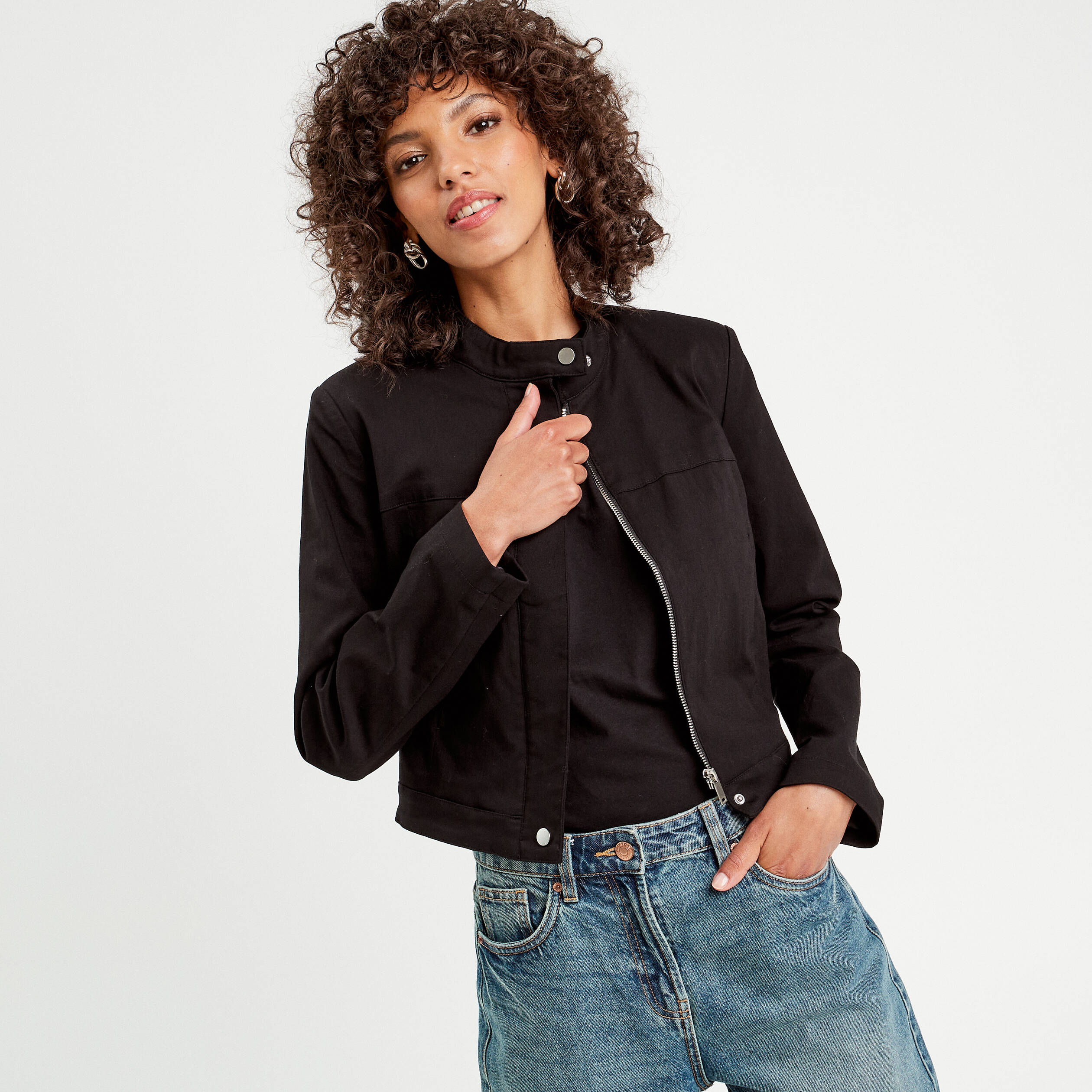 Veste cintree zippee noir femme Vibs