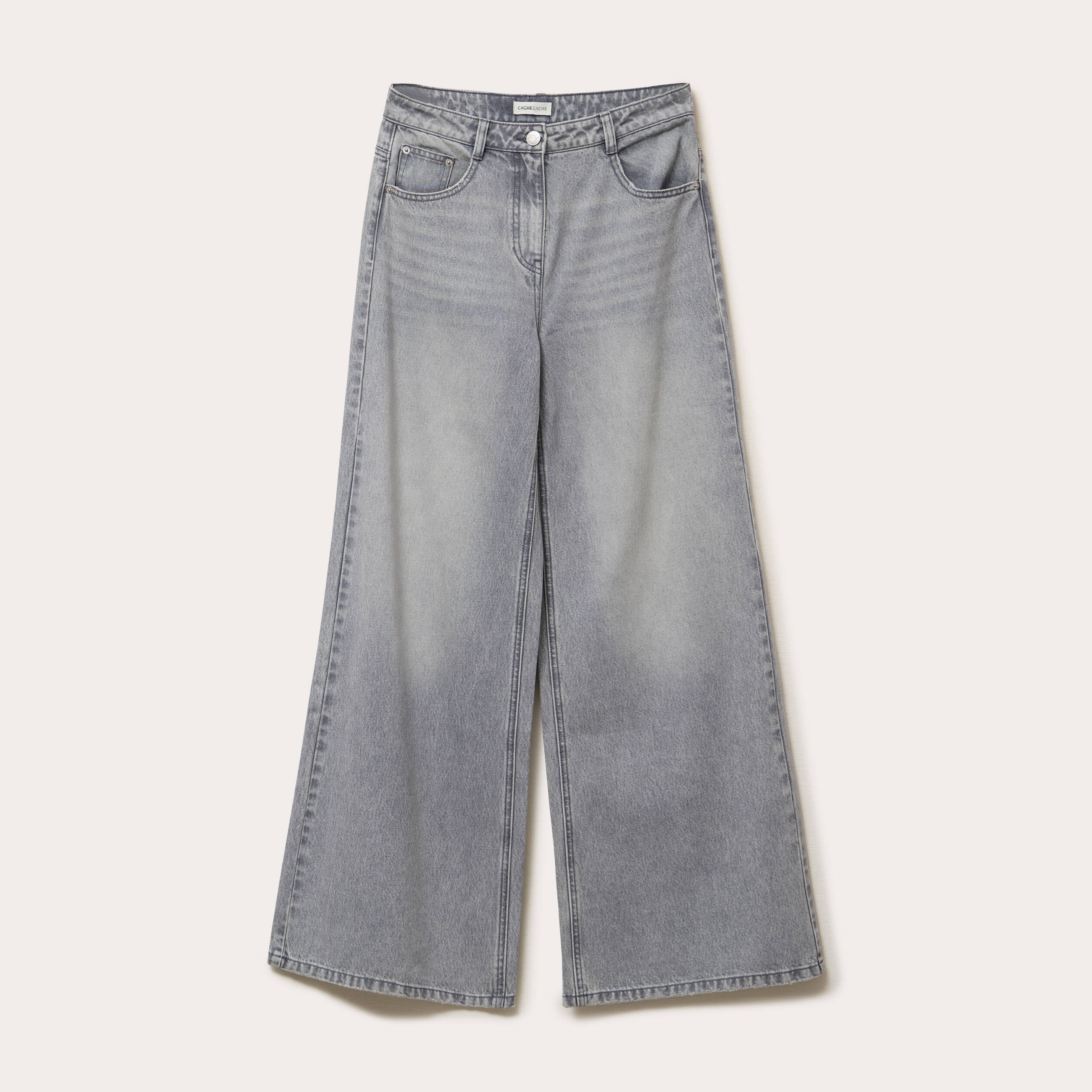 jeans wide leg ultra large denim gris femme Jeans wide leg ultra large denim gris femme