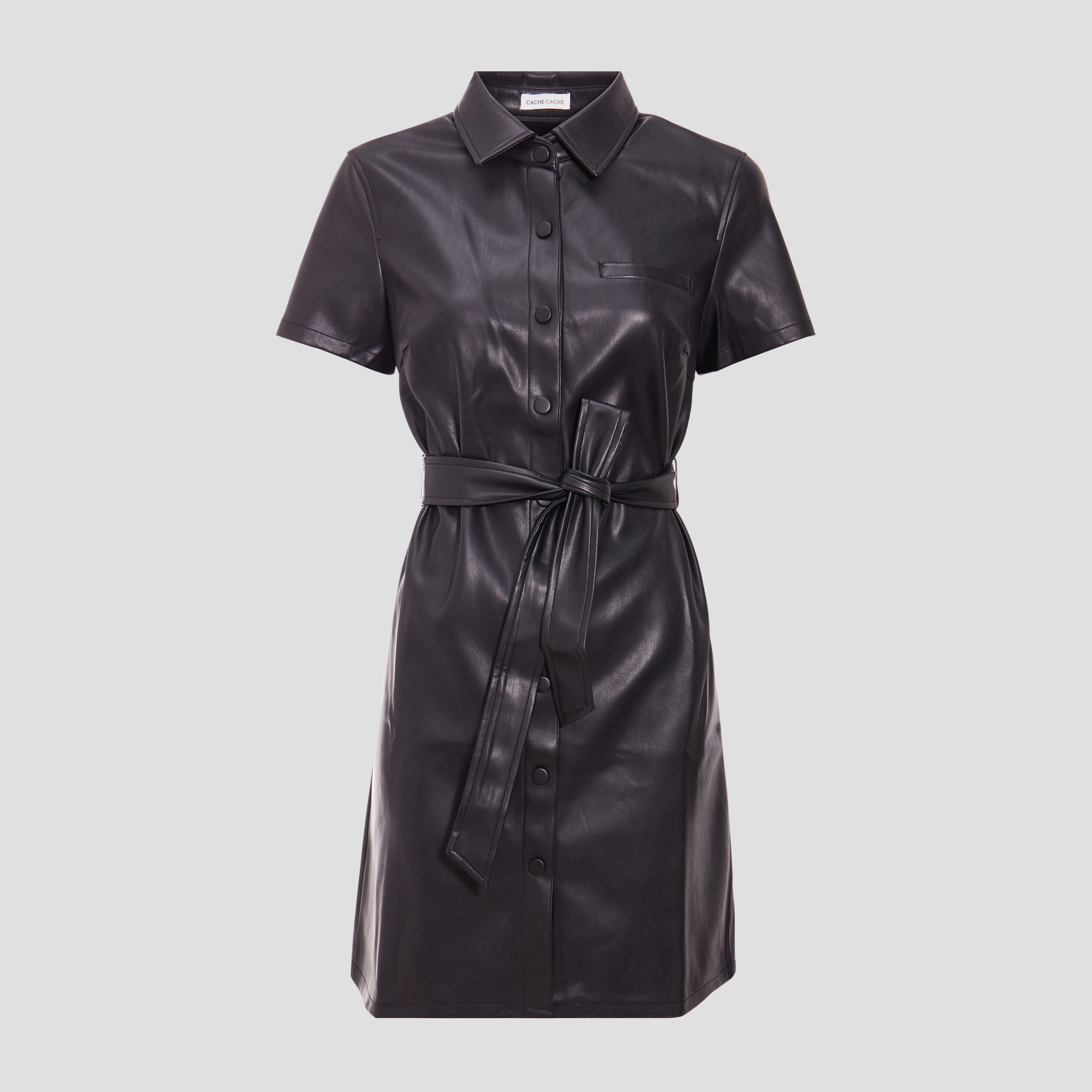 Robe droite simili cuir noir femme Vibs