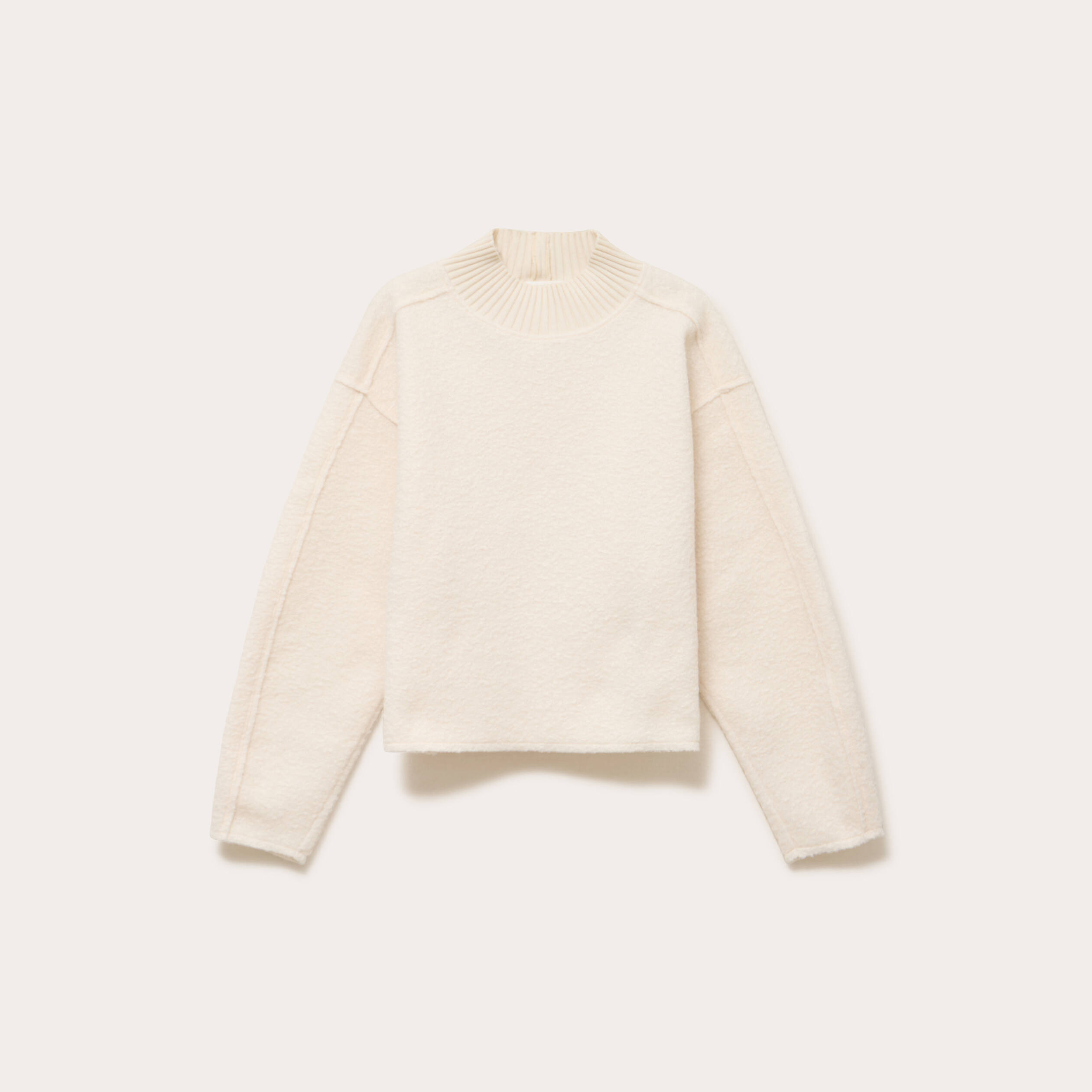 Sweat col montant ecru femme