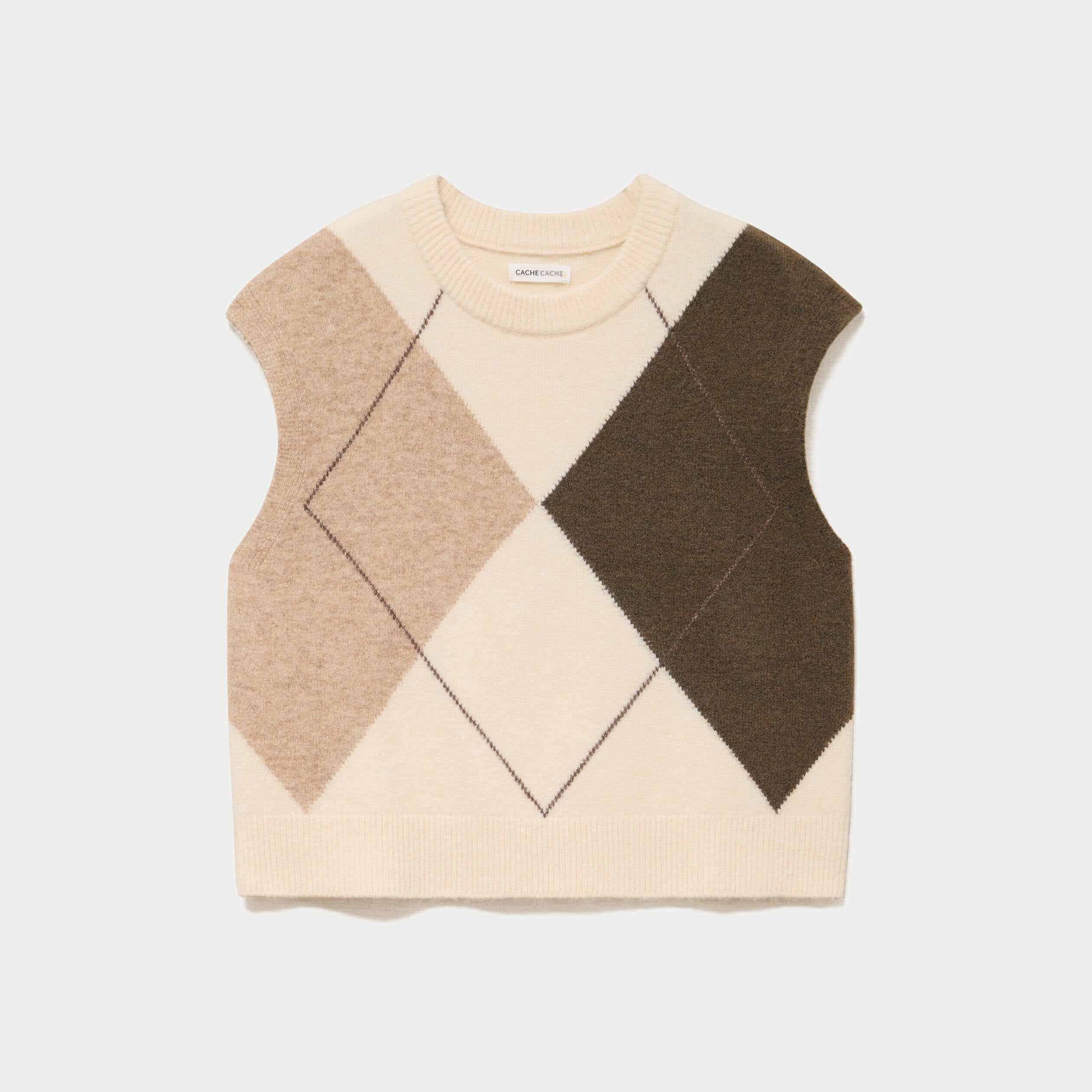 Pull sans manches ecru femme