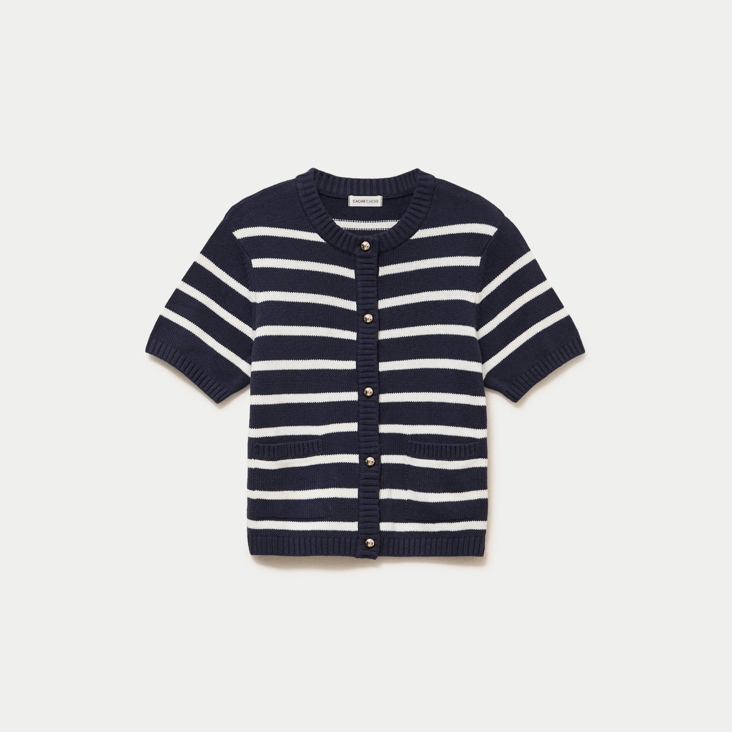 Gilet manches courtes bleu femme