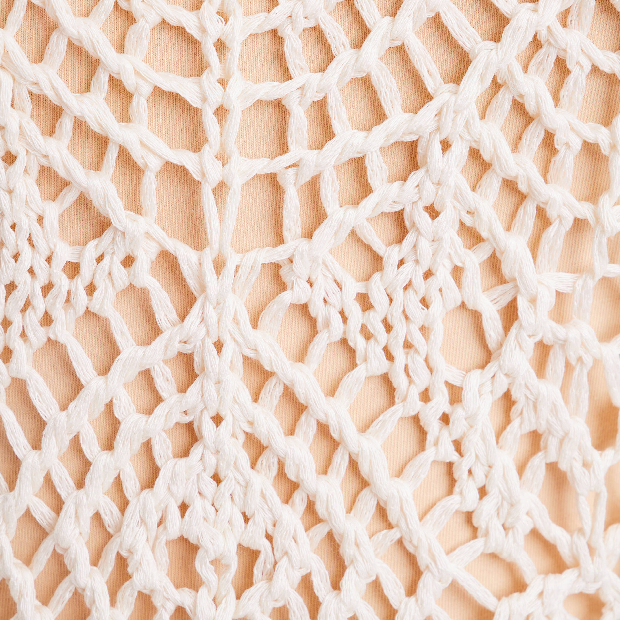 Pull crochet manches longues ivoire femme