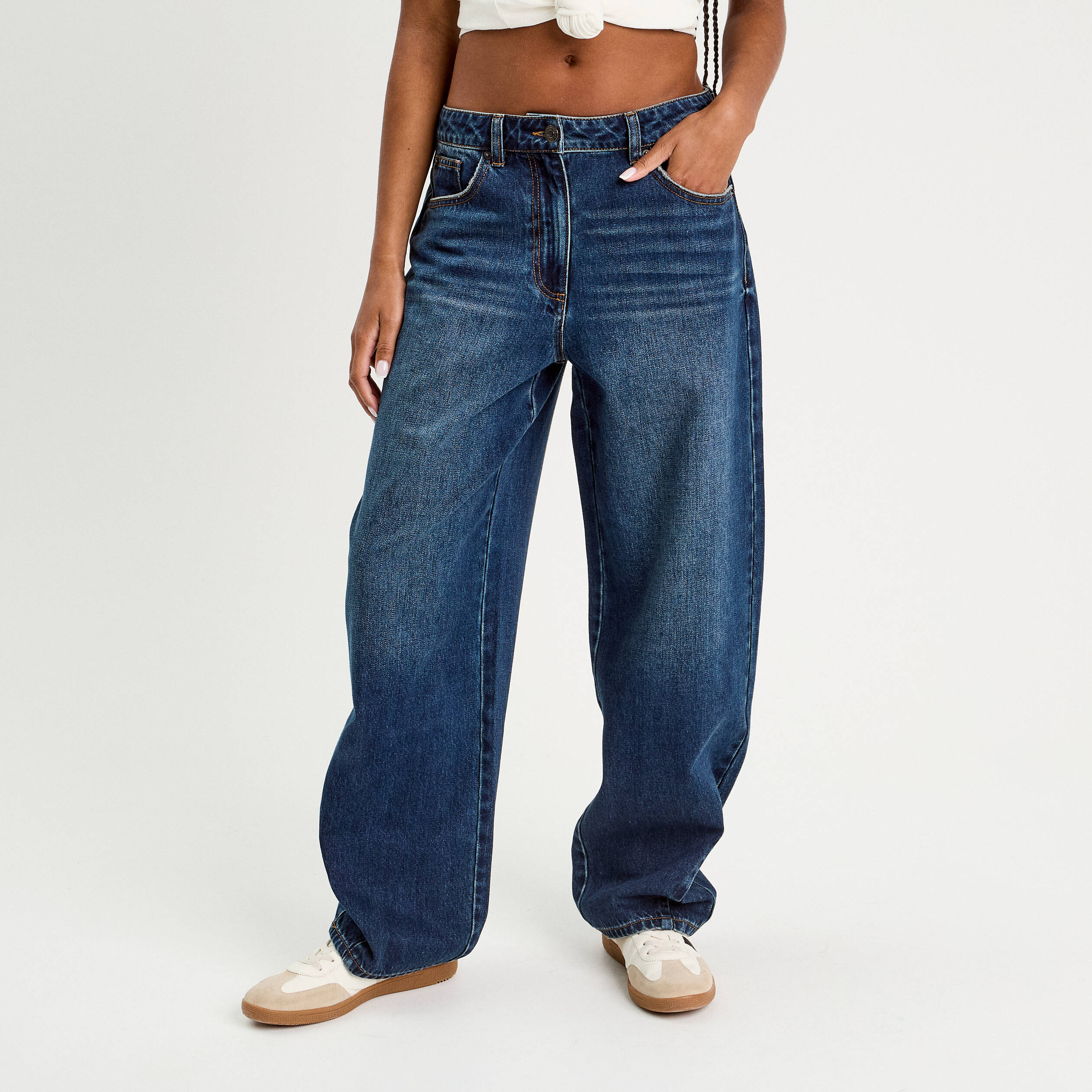 jeans baggy taille haute denim stone femme Jeans baggy taille haute denim stone femme