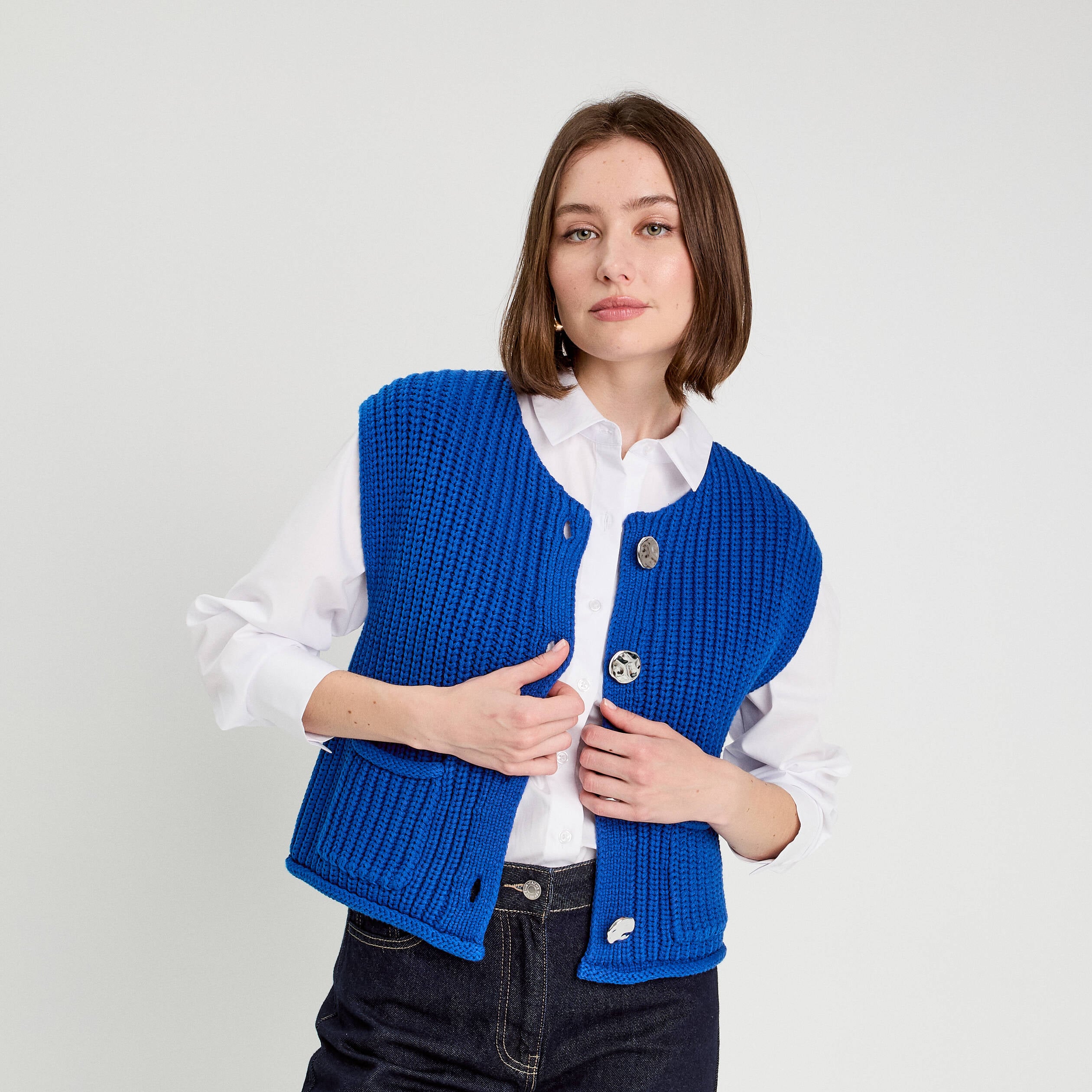 Gilet Sans Manches Homme Evoga - Décontracté, Col En V - Bleu - Taille XL