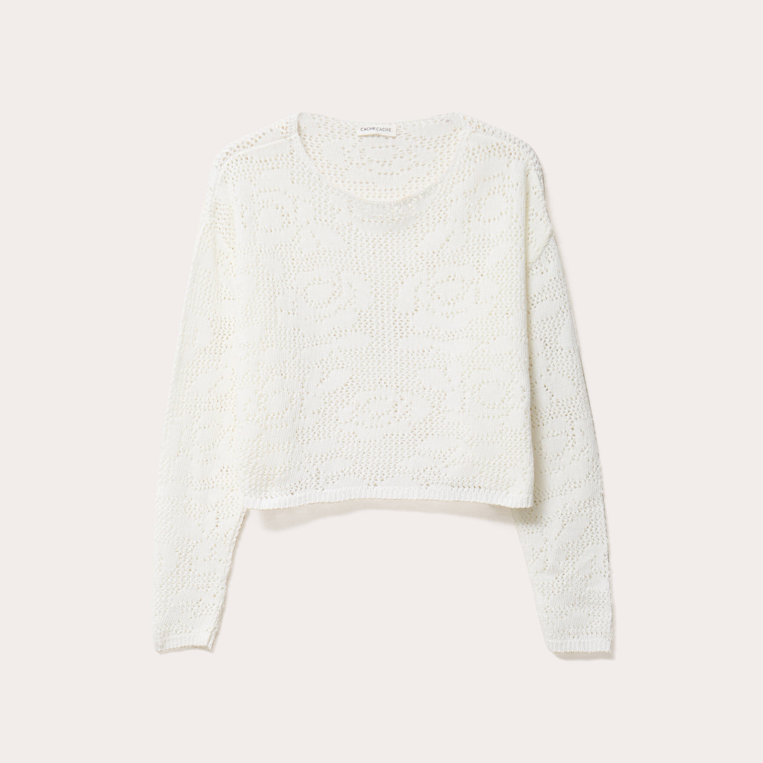 pull manches longues ajoure blanc femme Pull manches longues ajouré blanc femme