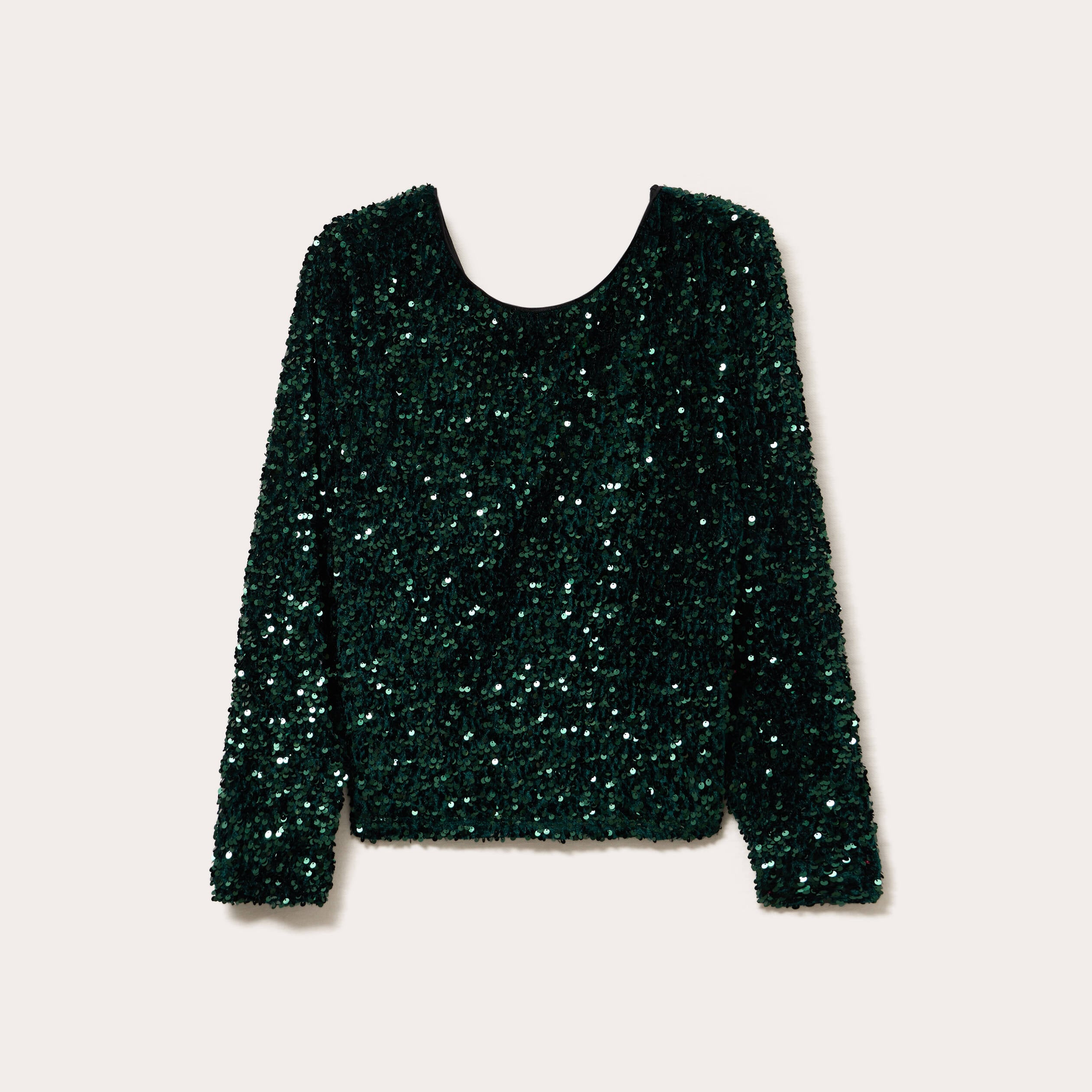 Blouse &agrave; sequins dos nou&eacute; vert fonc&eacute; femme